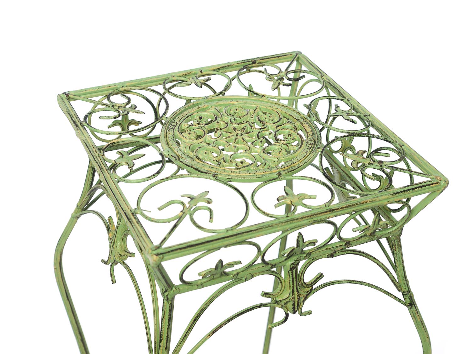 Blumenhocker 71cm Blumentisch Blumenständer Garten grün Eisen Blumensäule