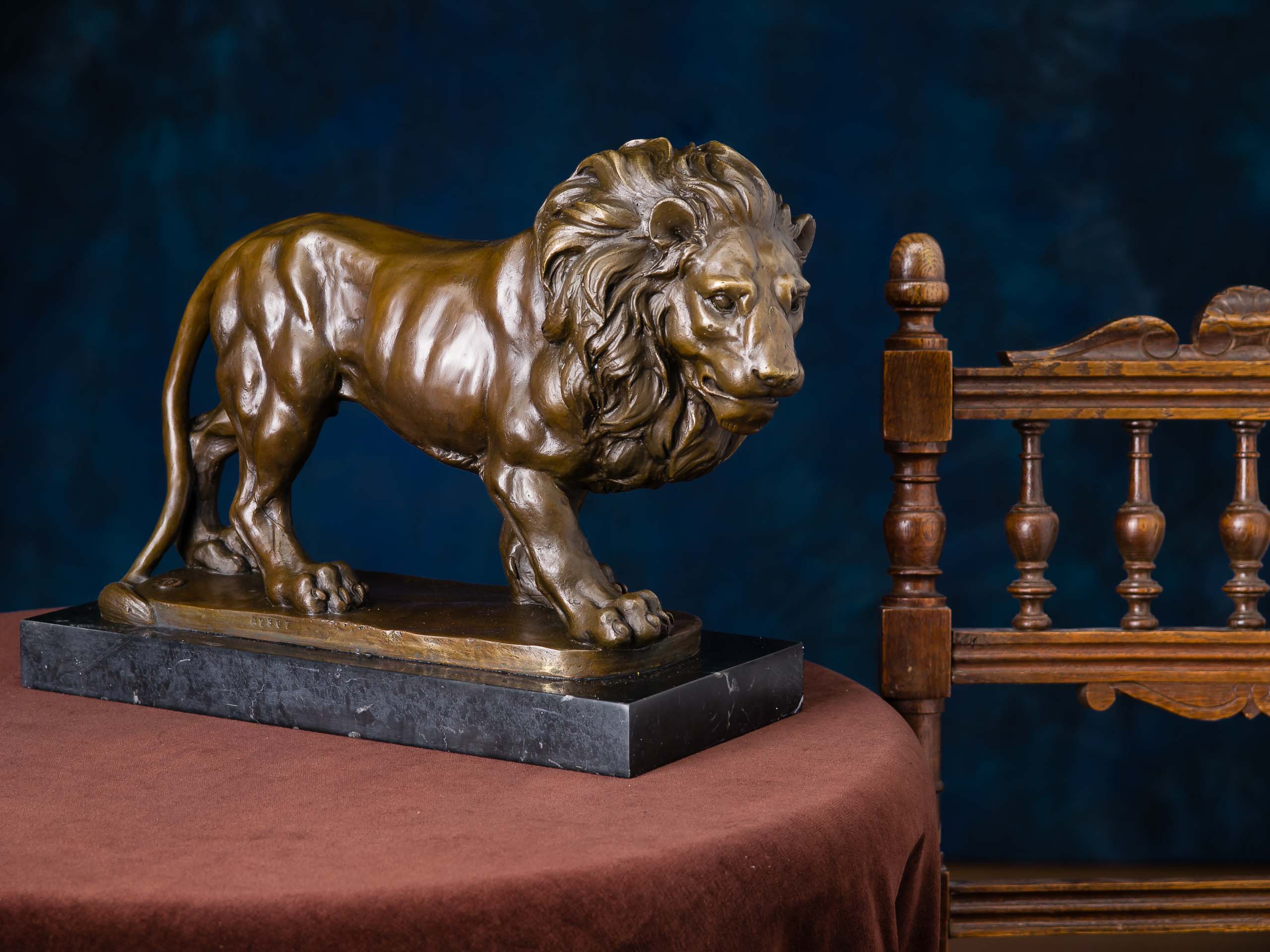 Bronze Skulptur Figur Löwe Bronzeskulptur 38cm Bronzefigur Sculpture Lion