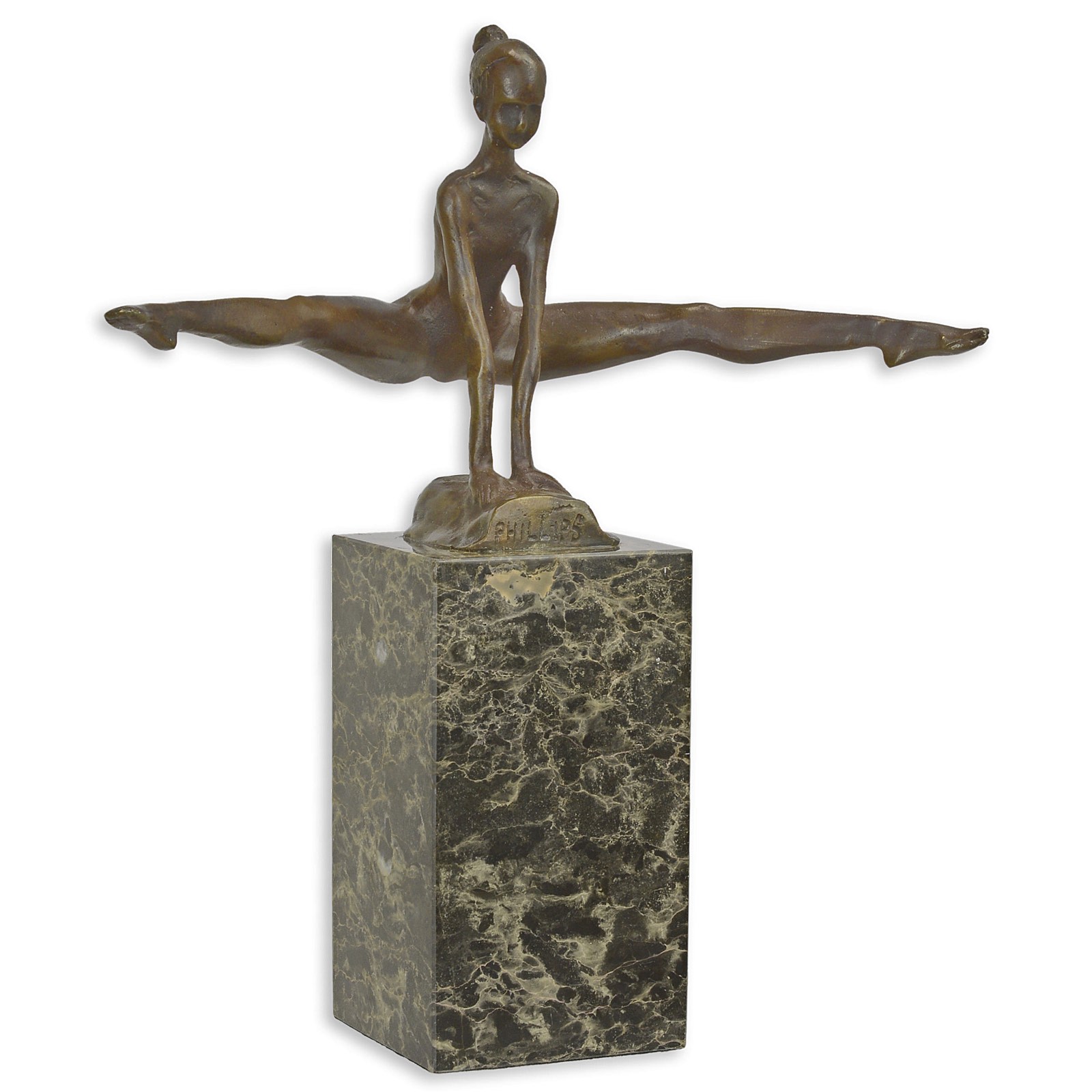 Bronzefigur Sportlerin Gymnastik Sport Bronze Skulptur Statue Antik-Stil 26cm