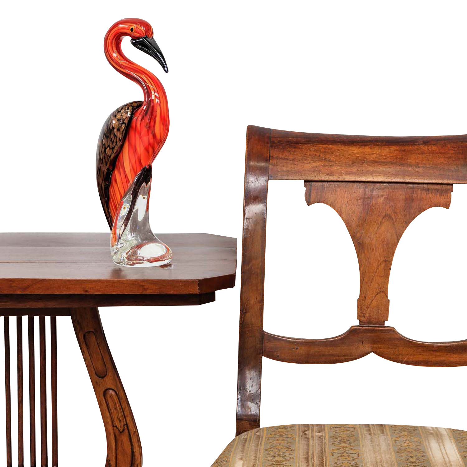 Glasfigur Flamingo Glas im Murano Antik Stil 32cm