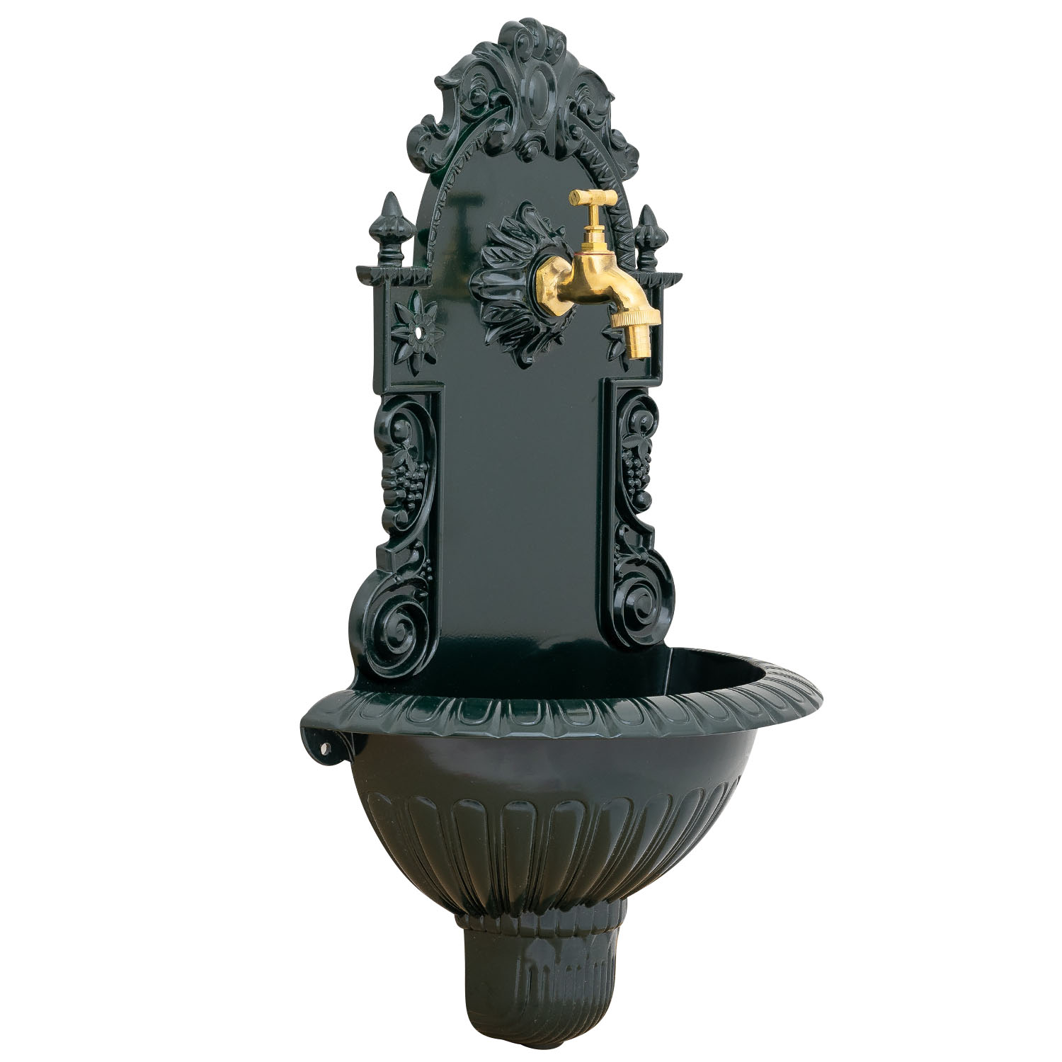 Waschbecken Wein Wandbrunnen Garten Aluminium Becken Brunnen Antik-Stil grün