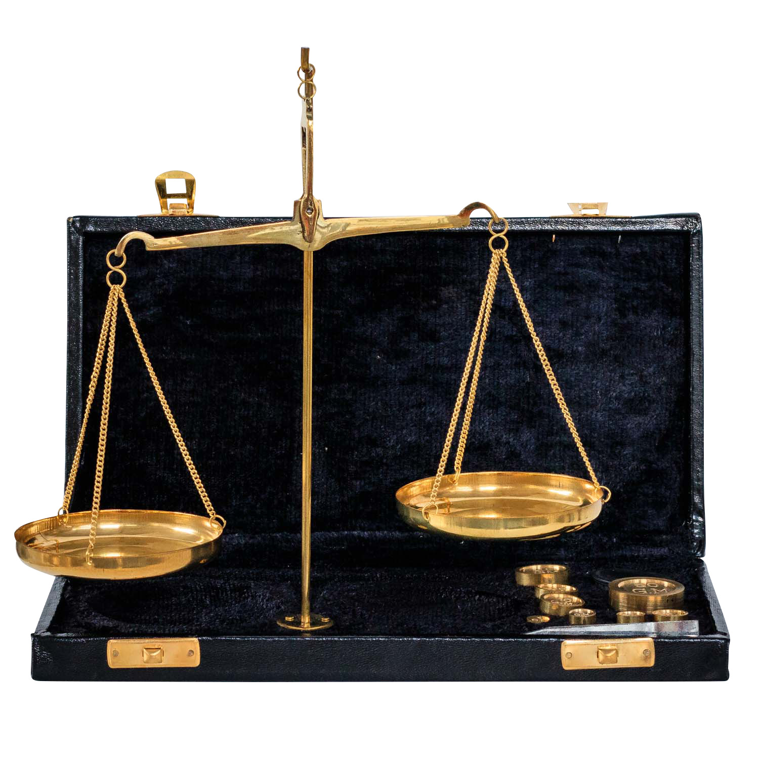 Waage Feinwaage Goldwaage im Etui Messing Apothekerwaage Antik-Stil