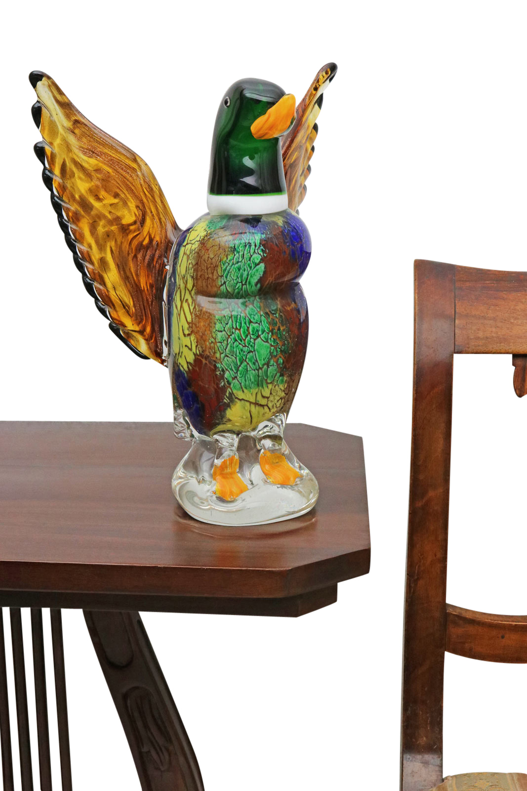 Glasfigur Figur Skulptur Ente Vogel Glas Glasskulptur Murano Antik-Stil - 32cm