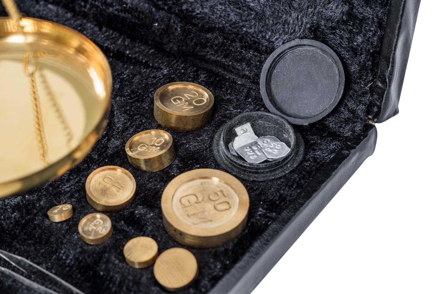 Waage Feinwaage Goldwaage im Etui Messing Apothekerwaage Antik-Stil