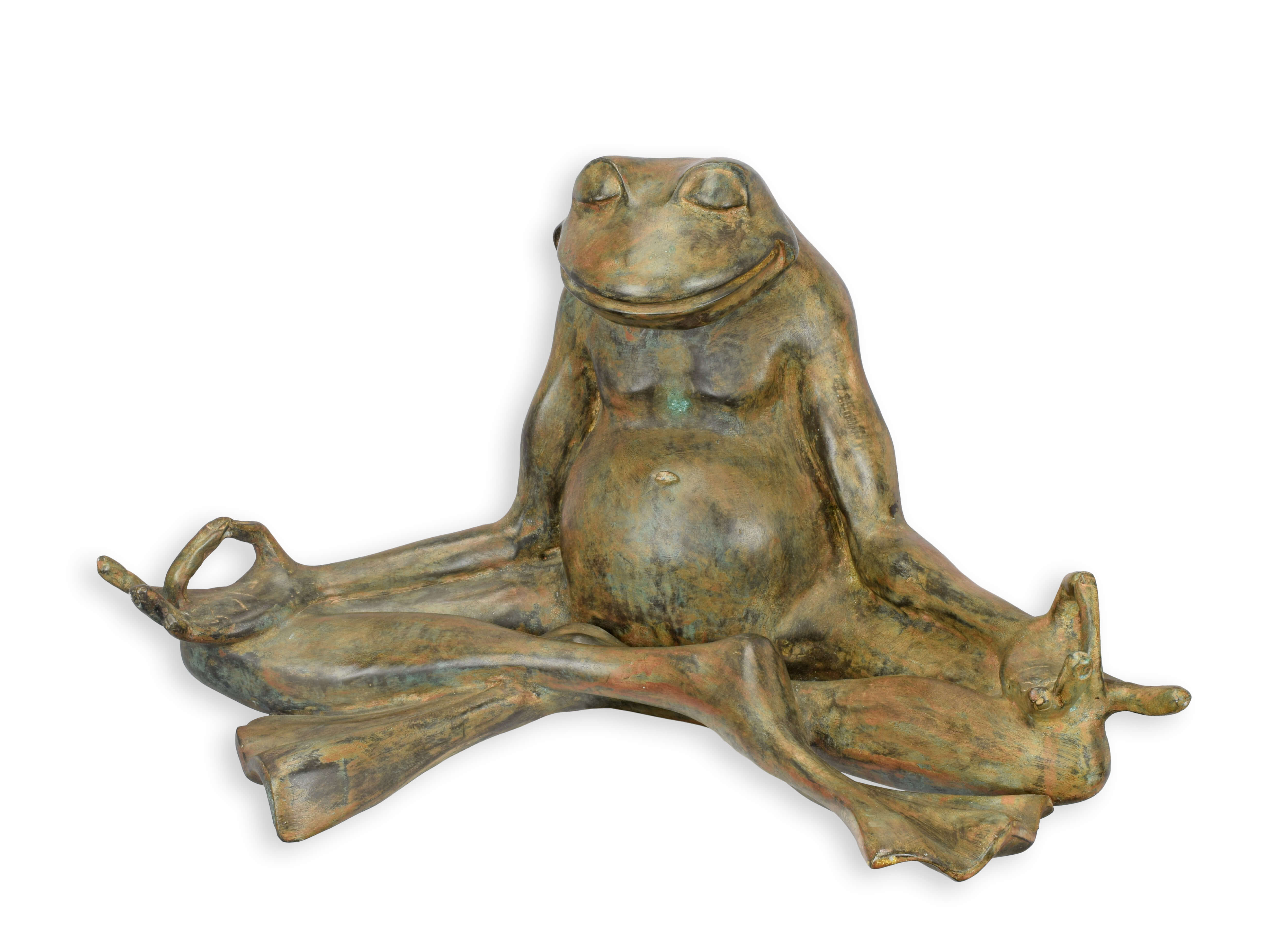 Frosch, Metallschallbrunnstein?, Bronze?, Patina, Meditationsstatue