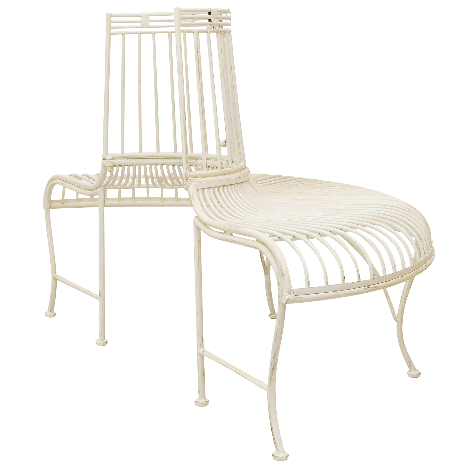 Gartenbank Bank Antik-Stil Garten Metall Eisen weiß Möbel Baumbank 134cm