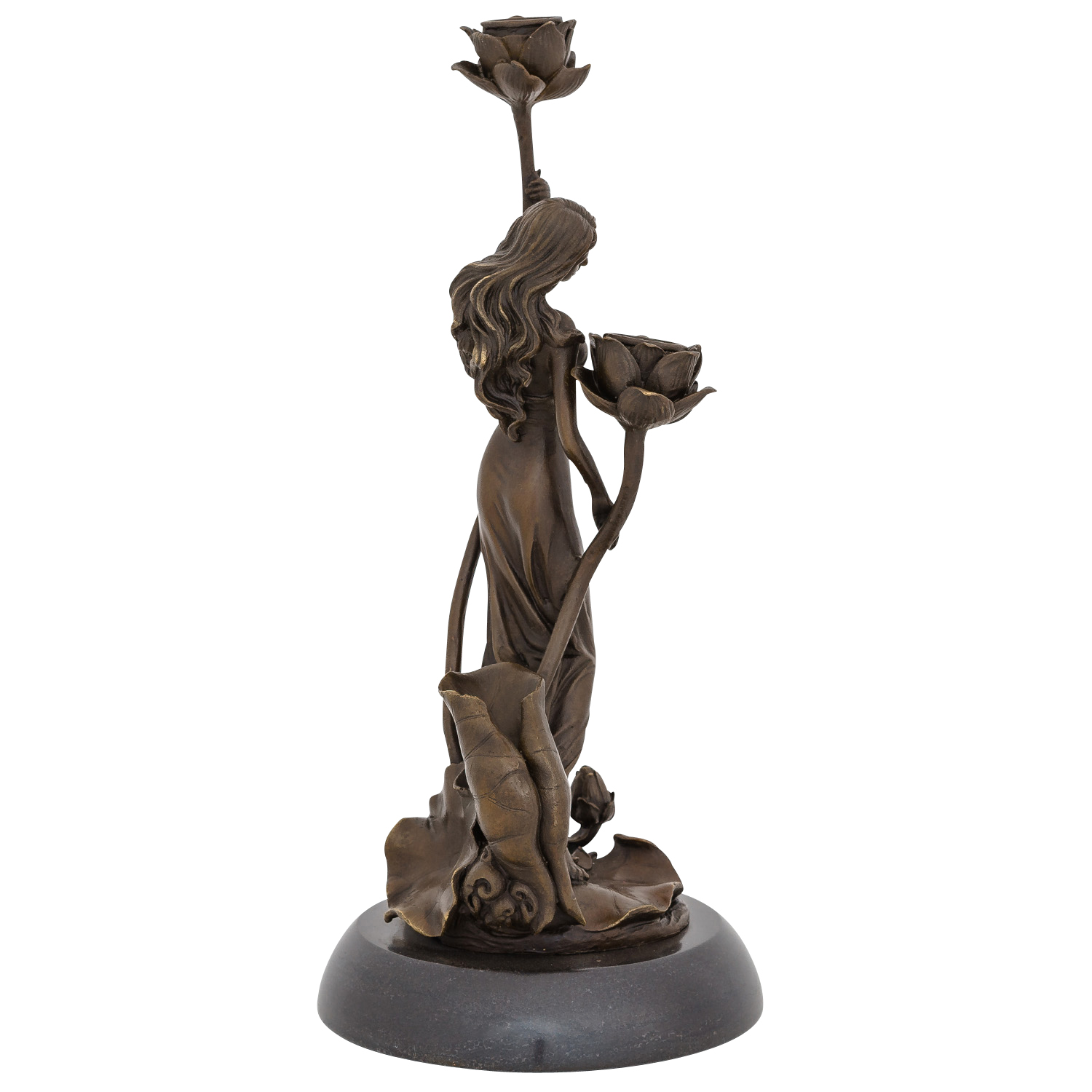 Kerzenständer Bronzeskulptur Frau Rose im Antik-Stil Bronze Figur Statue 35cm