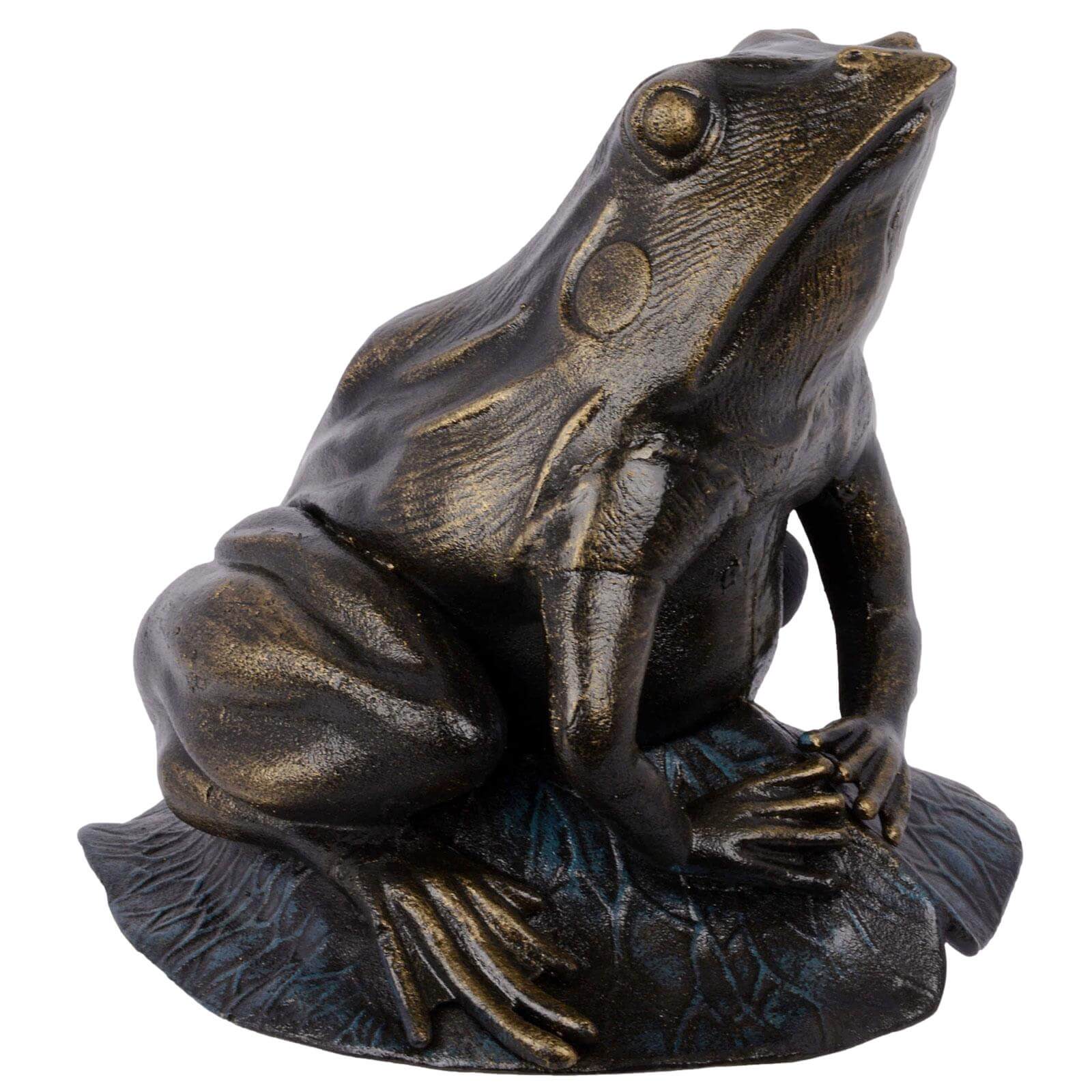 Järnskulptur groda padda figur järn trädgårds dekoration antik stil 26cm