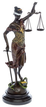 Justitia-Statue, Gerechtigkeitsskala, Weibliche Figur, Bronzefarbe, ausgewogene Waage