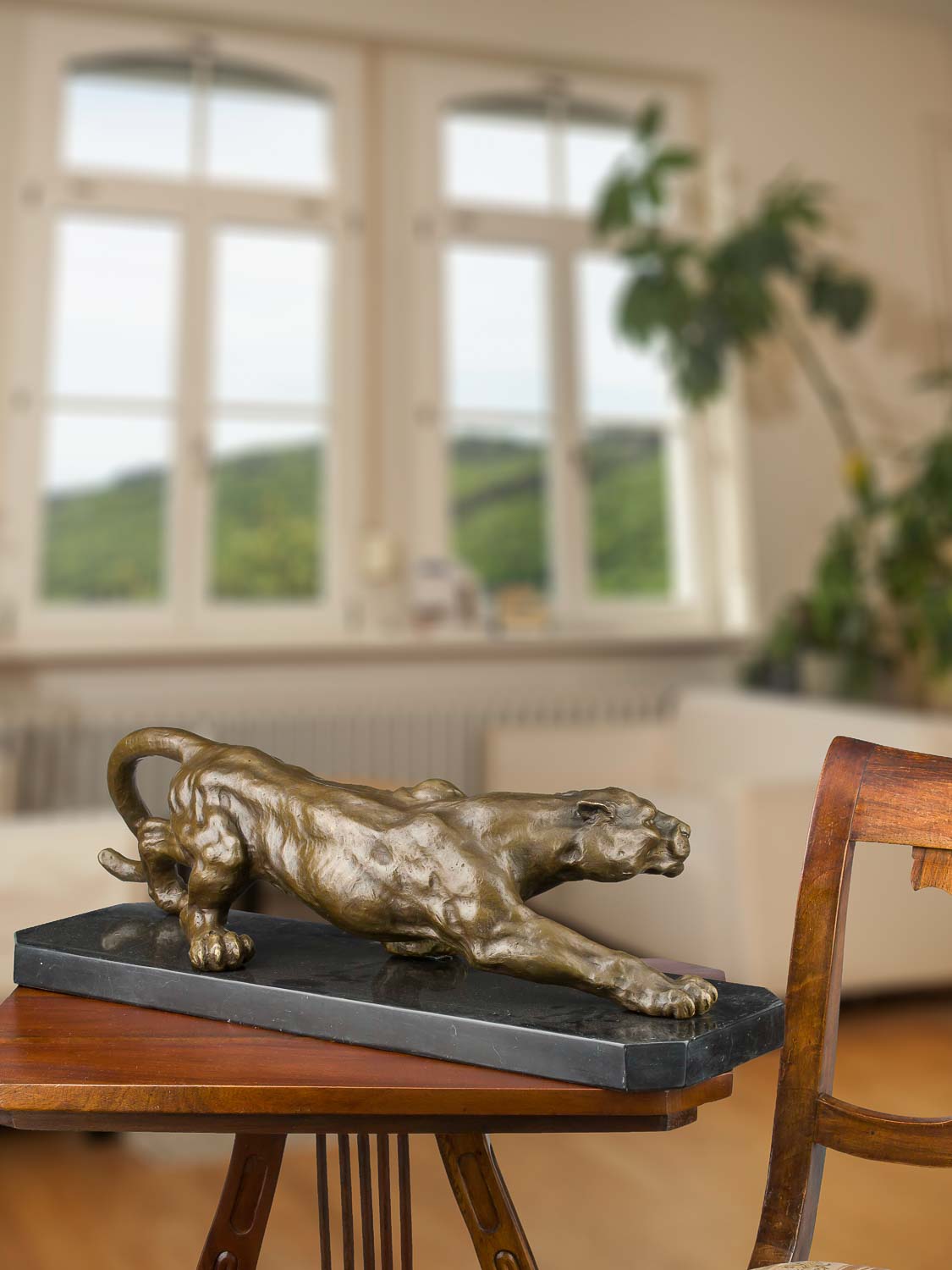 Bronzeskulptur Panther im Antik-Stil Bronze Figur Statue 65cm - 13kg