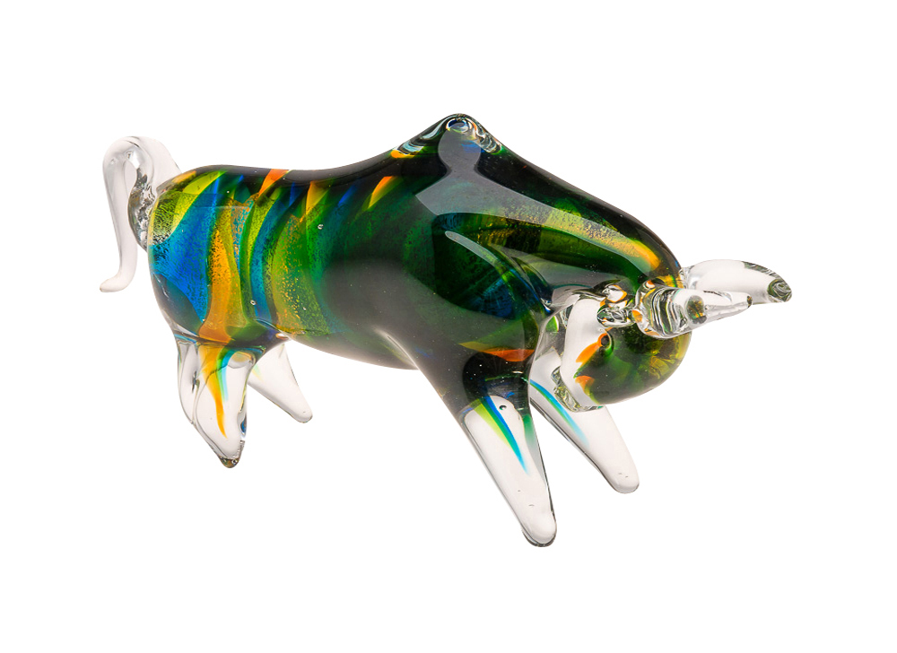 Glas Stier Bulle im Italien Murano Stil 24cm Glasfigur Skulptur glass bull 