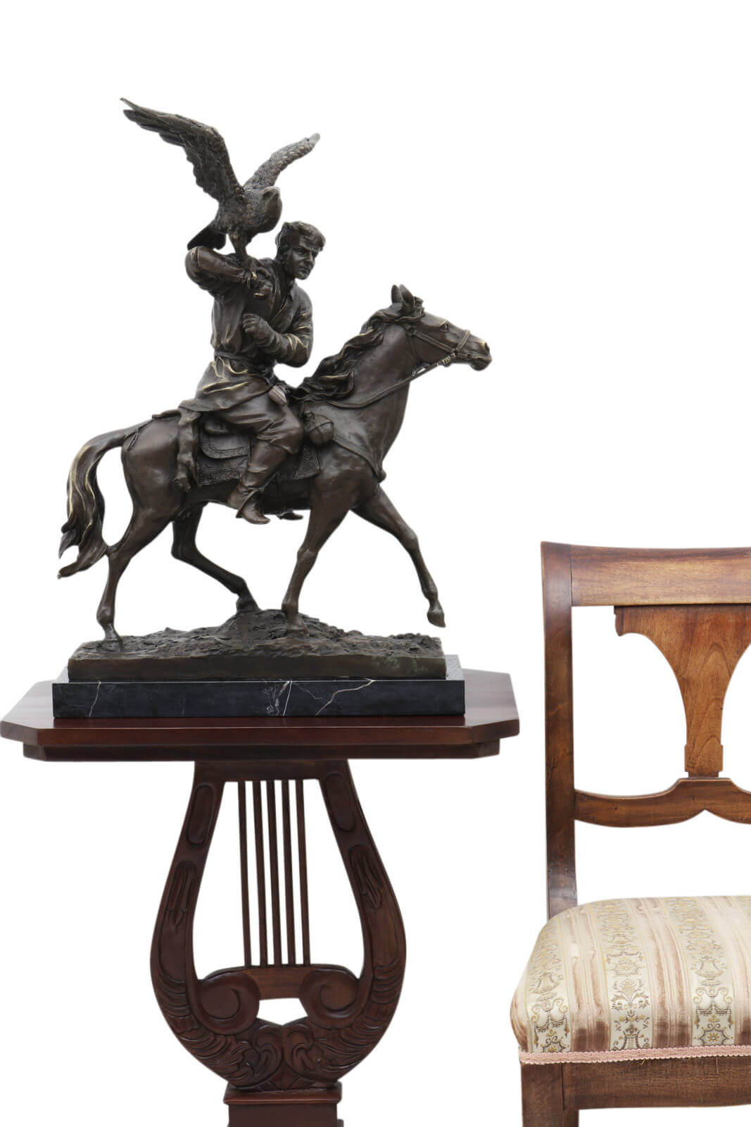 Bronzeskulptur Zar Falkner Falke Adler im Antik-Stil Bronze Figur Statue 64cm