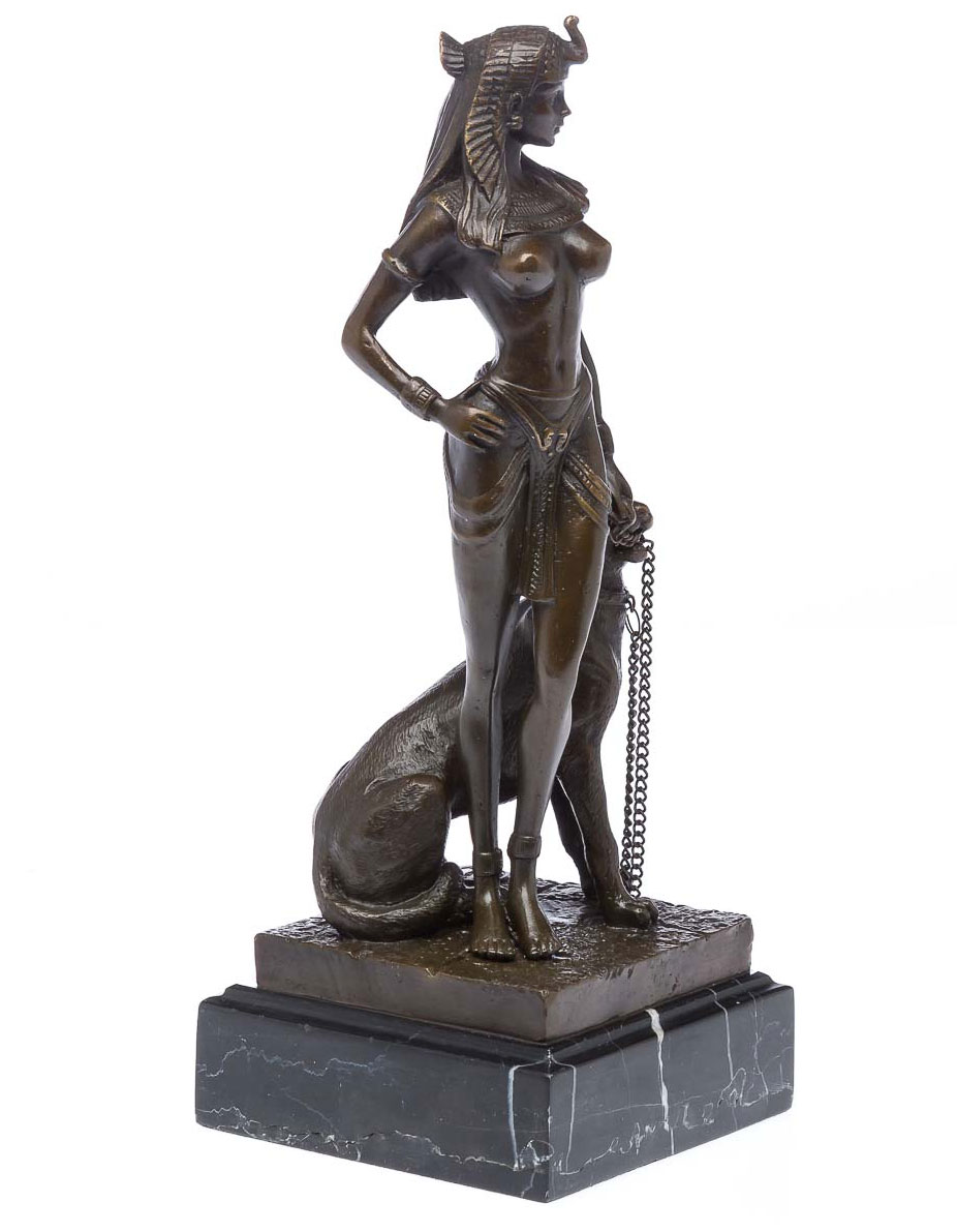 Bronze Kleopatra Panther Erotik Bronzeskulptur Ägypten Cleopatra sculpture