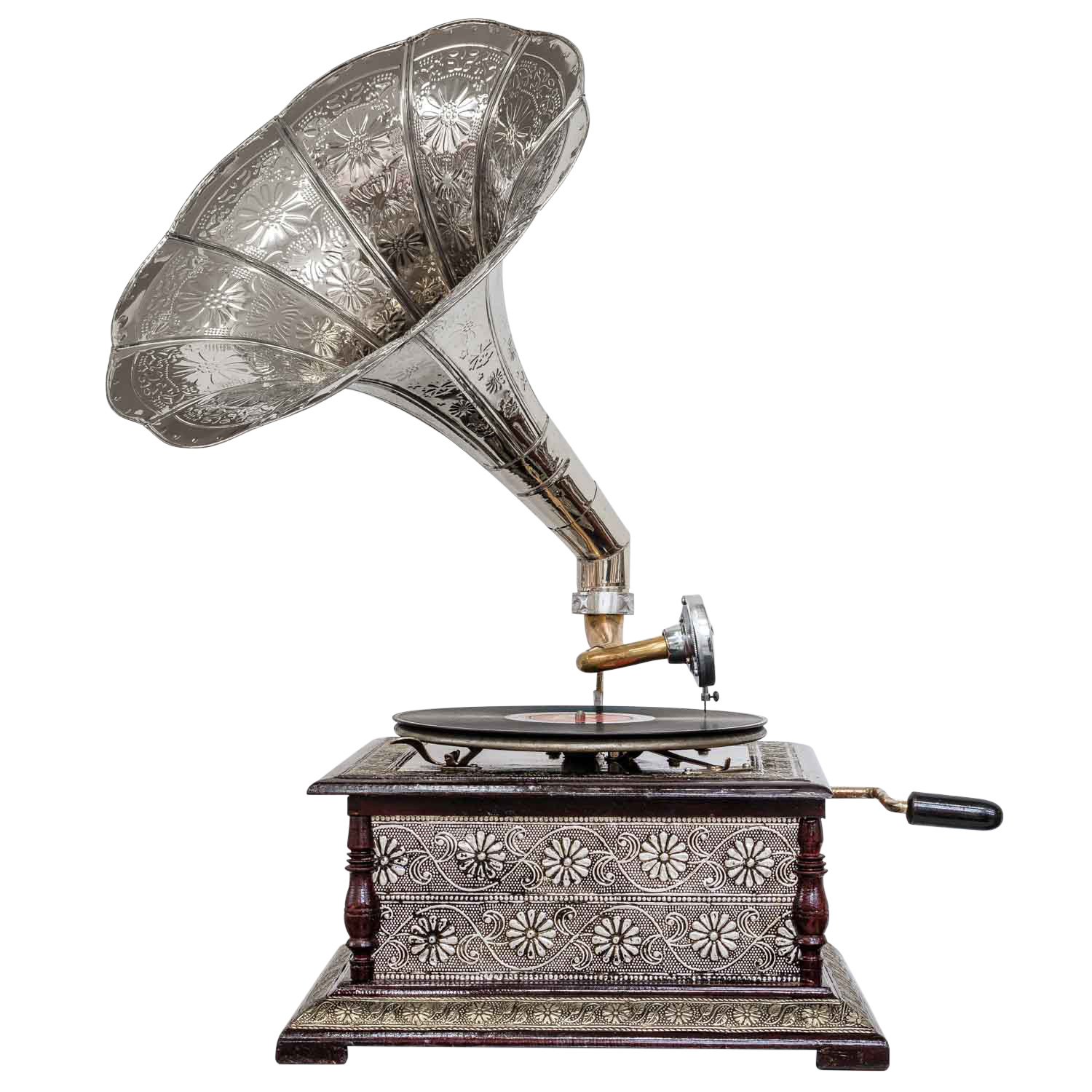 Grammophon Gramophone Dekoration Trichter Grammofon Messing Antik-Stil X04