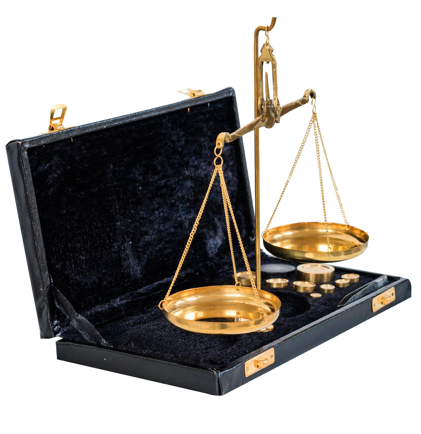 Waage Feinwaage Goldwaage im Etui Messing Apothekerwaage Antik-Stil