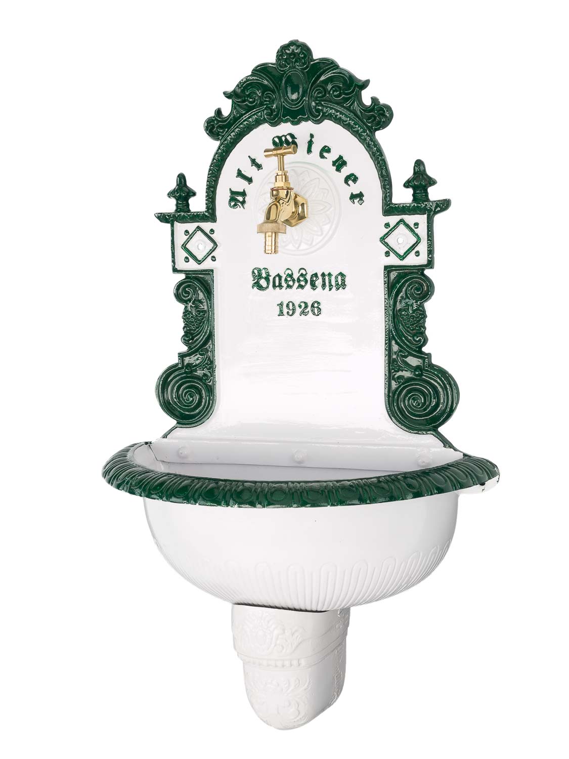 Brunnen Wandbrunnen 72cm Aluminium Waschbecken im Nostalgie antik Stil fountain