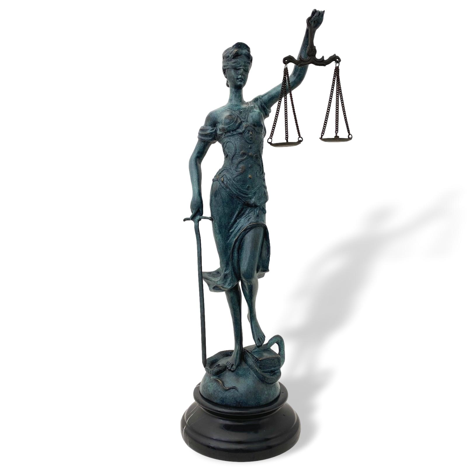 Bronsskulptur Justitia Justizia med våg bronsfigur staty antik stil 40cm