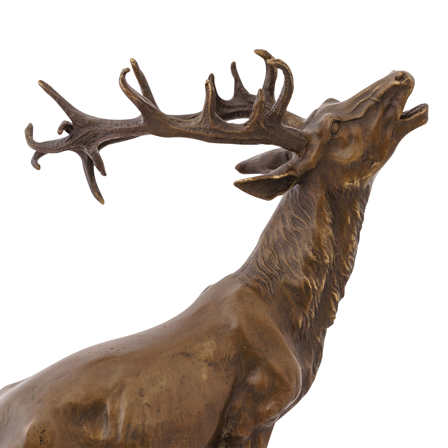 YB-109-8 Bronzeskulptur röhrender Hirsch Felsen im Antik-Stil Bronze Figur Statue