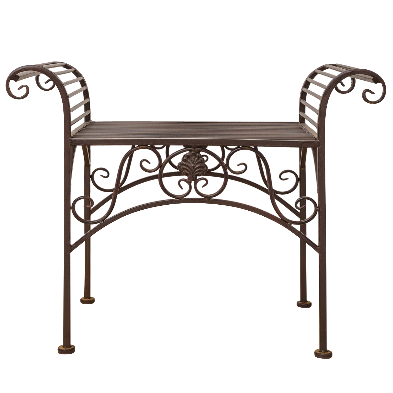 Gartenbank Eisen Metall Antik-Stil Garten Bank Gartenmöbel braun 70cm