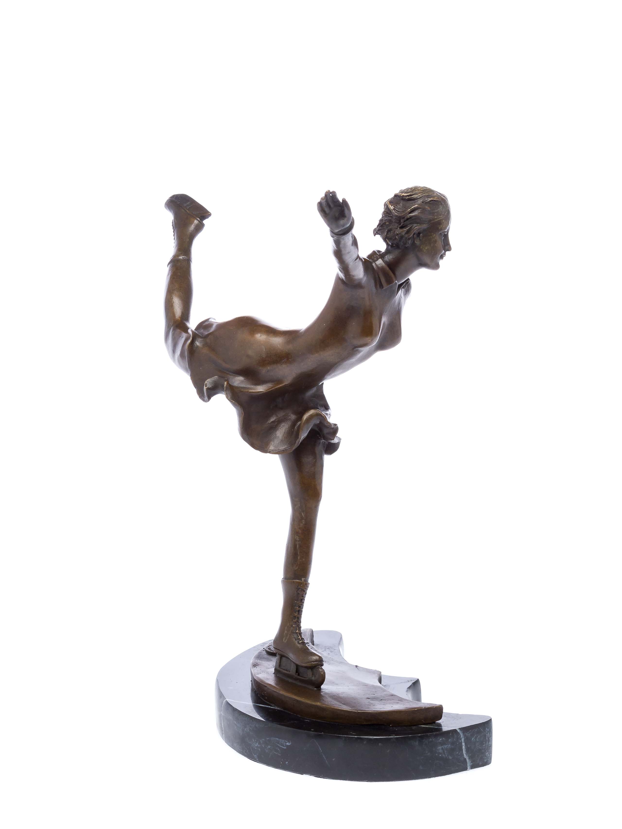 Bronze Skulptur nach Ferdinand Preiss Eiskunstlauf Schlittschuhe art deco style