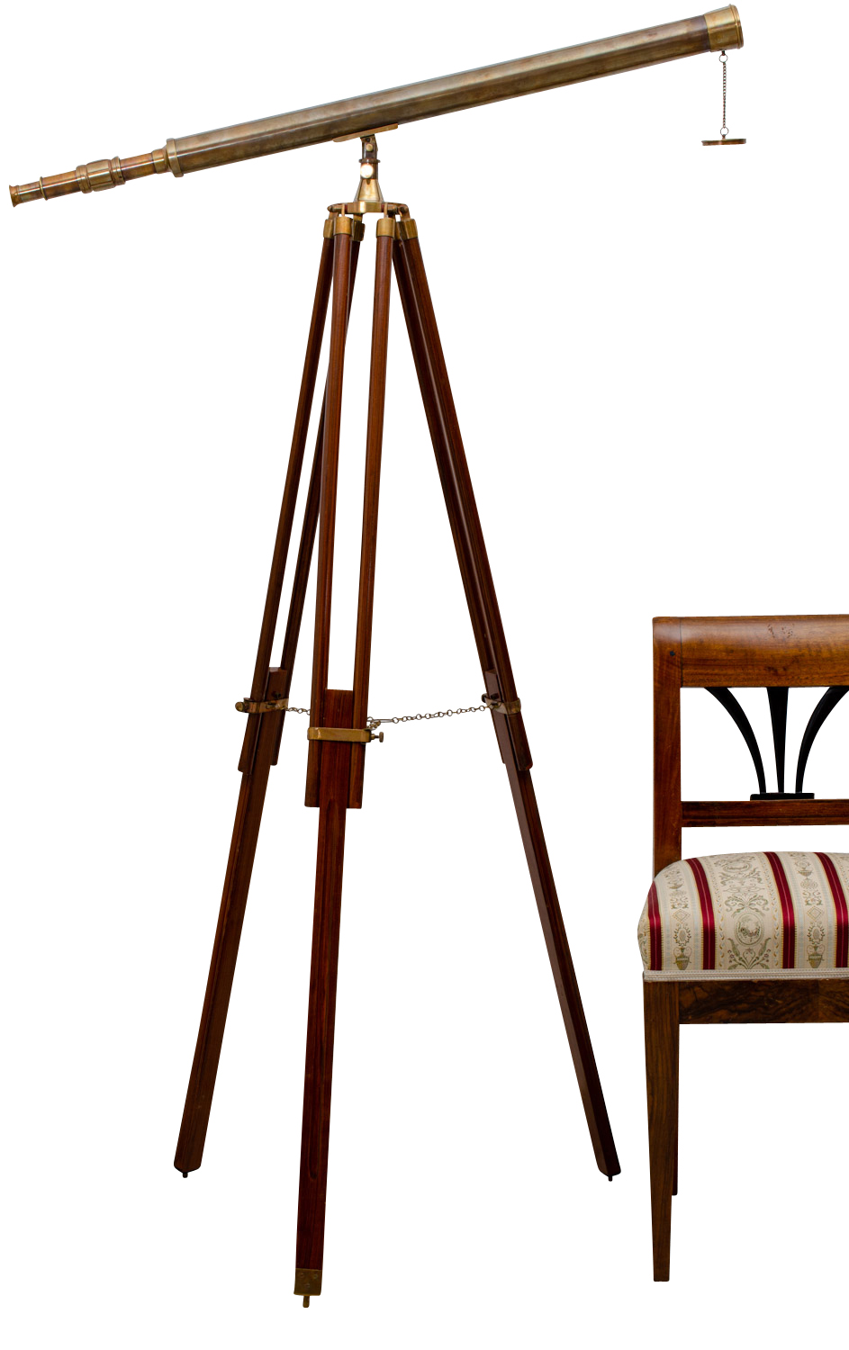 Teleskop Fernrohr Fernglas Messing brüniert mit Holz-Stativ 100cm Antik-Stil