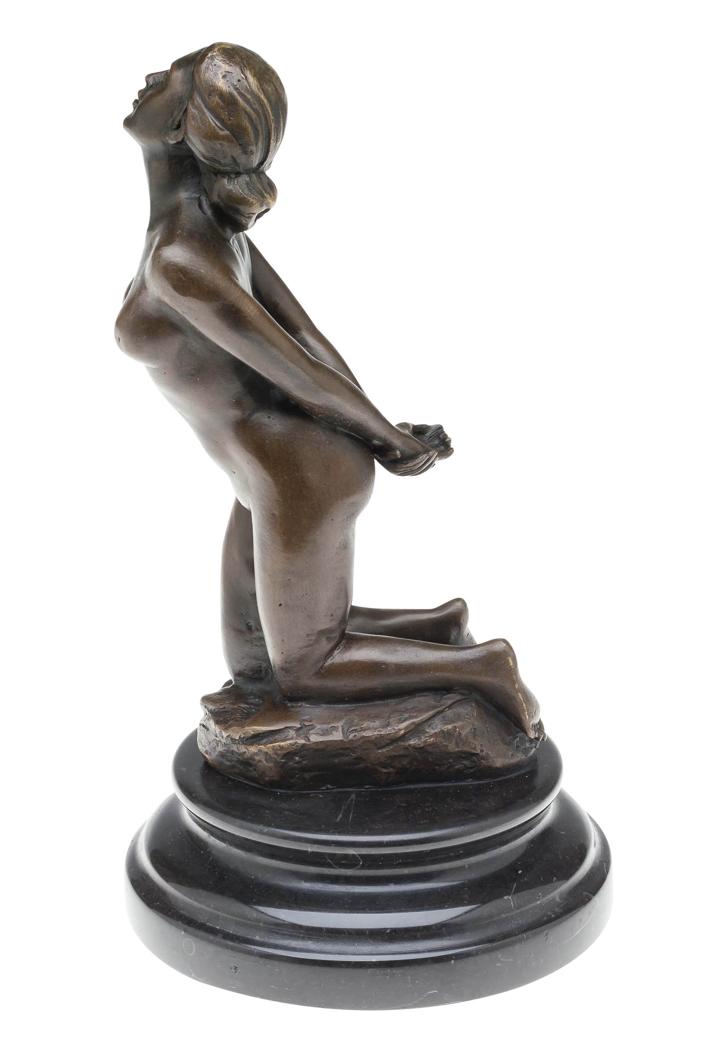 Bronze Frau Erotik kniende Bronzefigur Bronzeskulptur Figur antik Stil nude