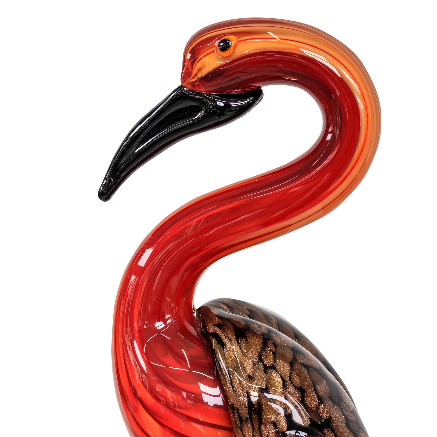 Glasfigur Flamingo Glas im Murano Antik Stil 32cm