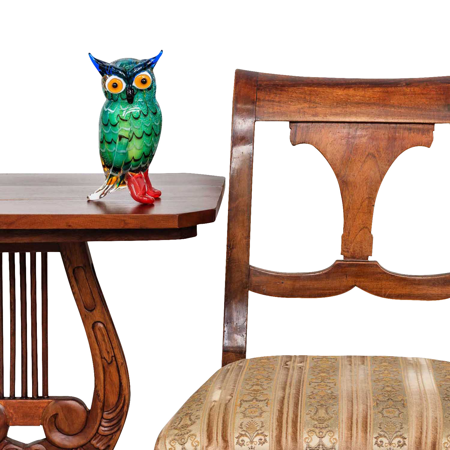 Glasfigur Eule Vogel Glas im Murano Antik Stil 22cm