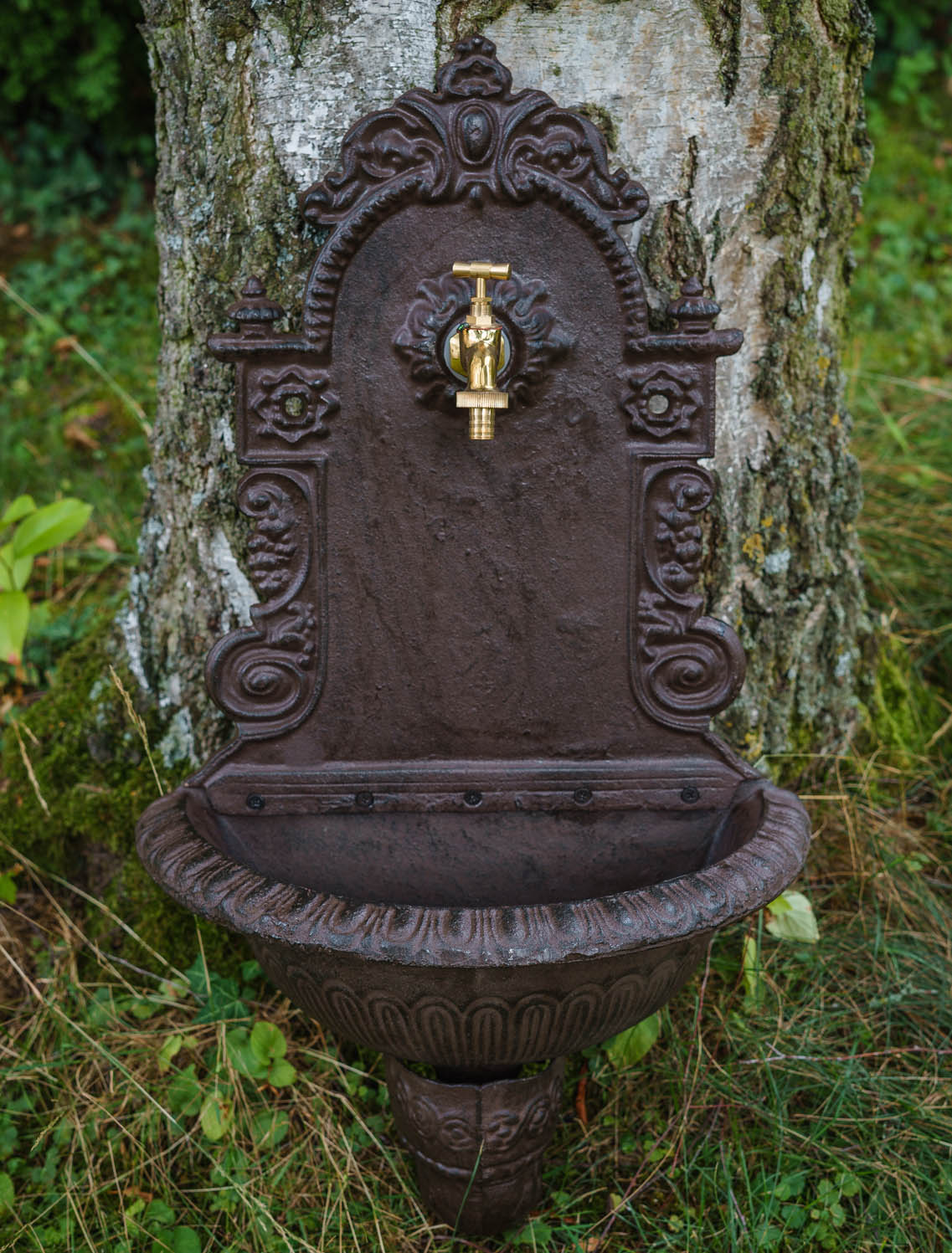 Waschbecken Wandbrunnen Garten Eisen Antik-Stil Brunnen braun 75cm