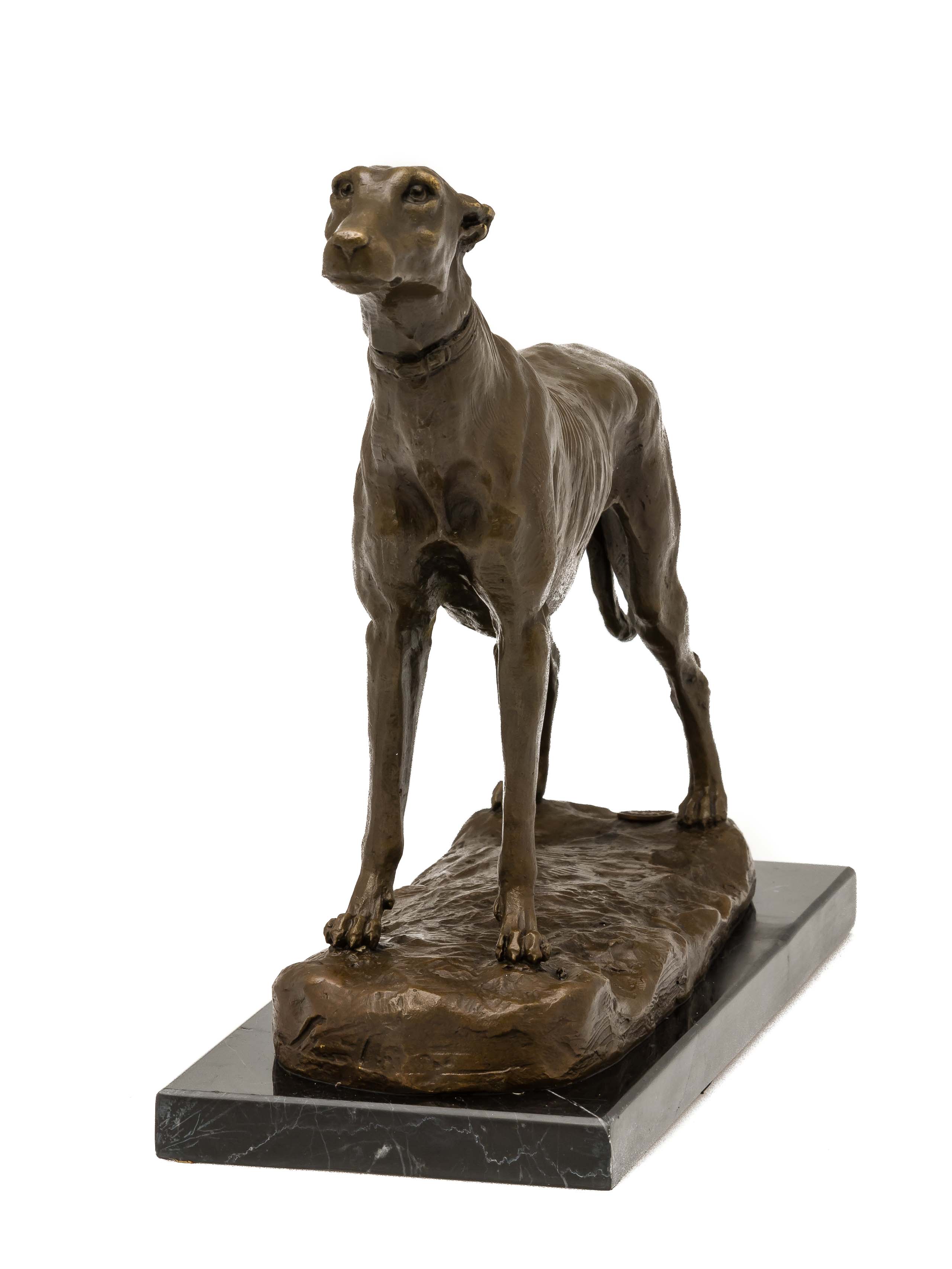 Bronzeskulptur Hund Windhund Bronze Skulptur Figur Greyhound Whippet Dog