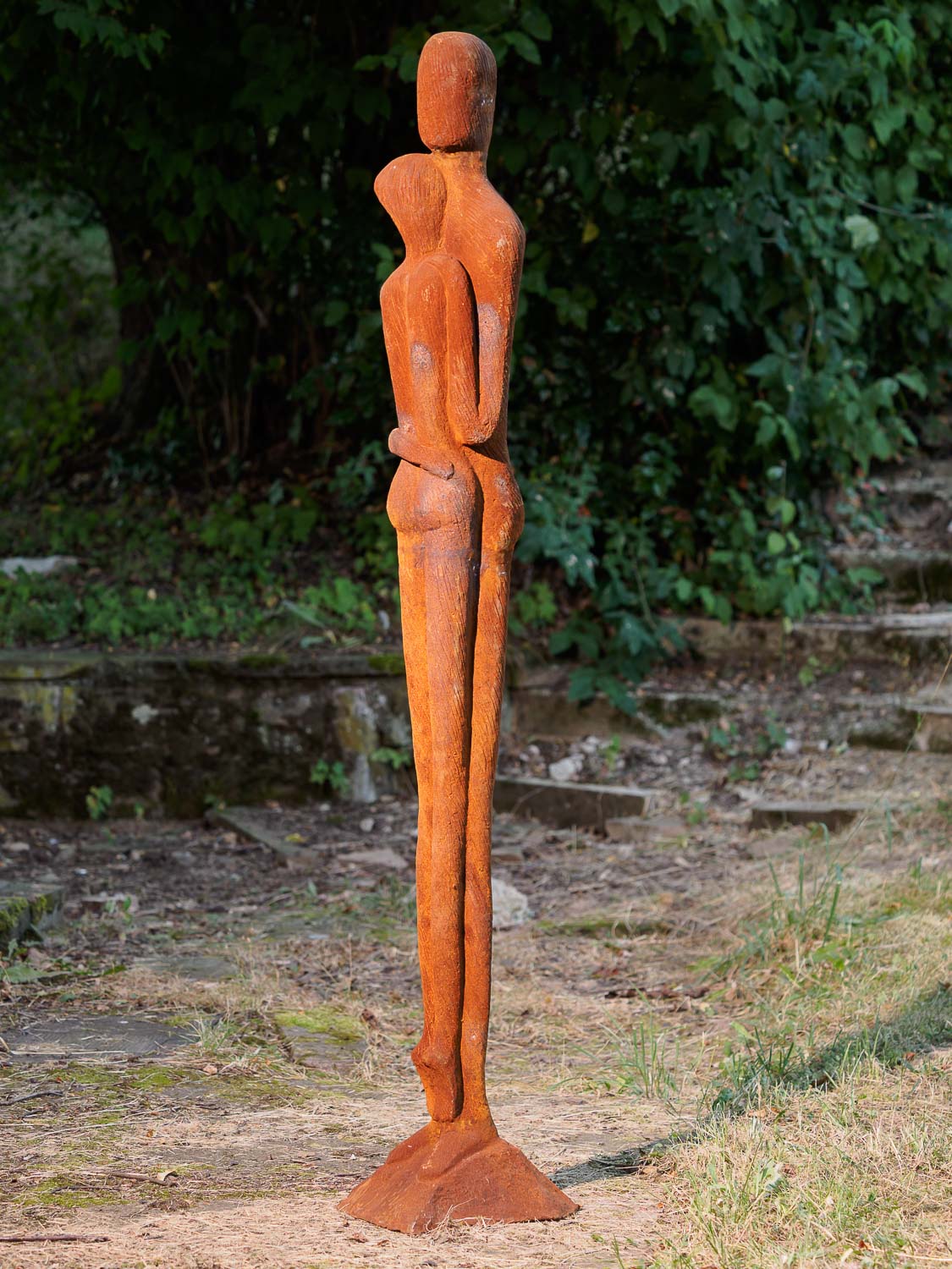 Skulptur Statue Eisen Liebespaar moderne Kunst Paar 160cm Gartenskulptur