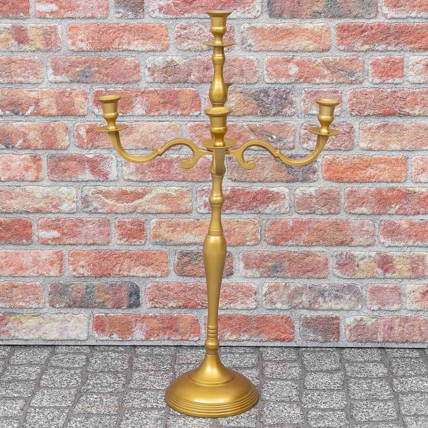 Kerzenhalter Kerzenständer 5-armig Aluminium gold Antik-Stil 78cm