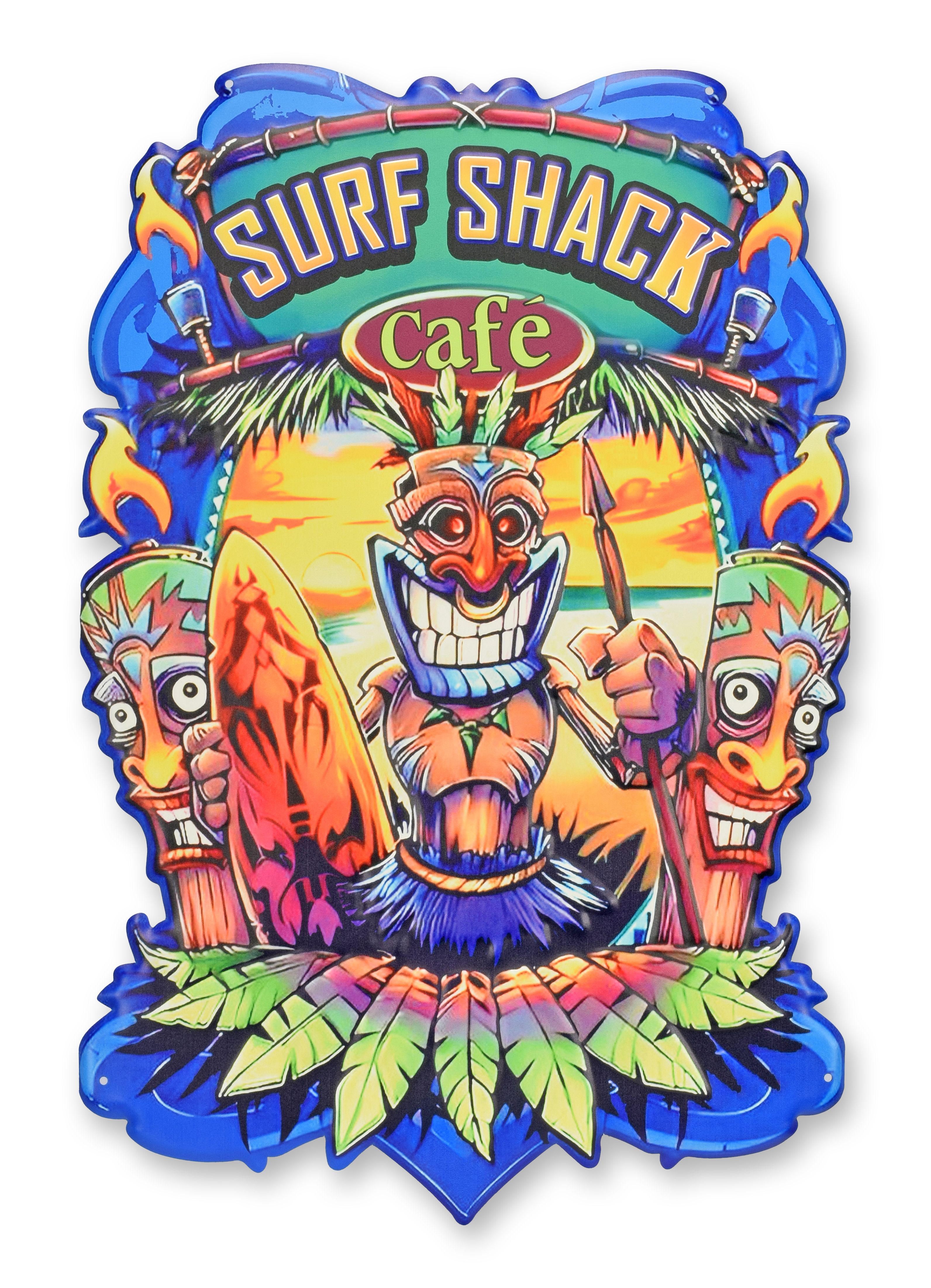 En präglad plåt - surfstuga replik retro design dekoration