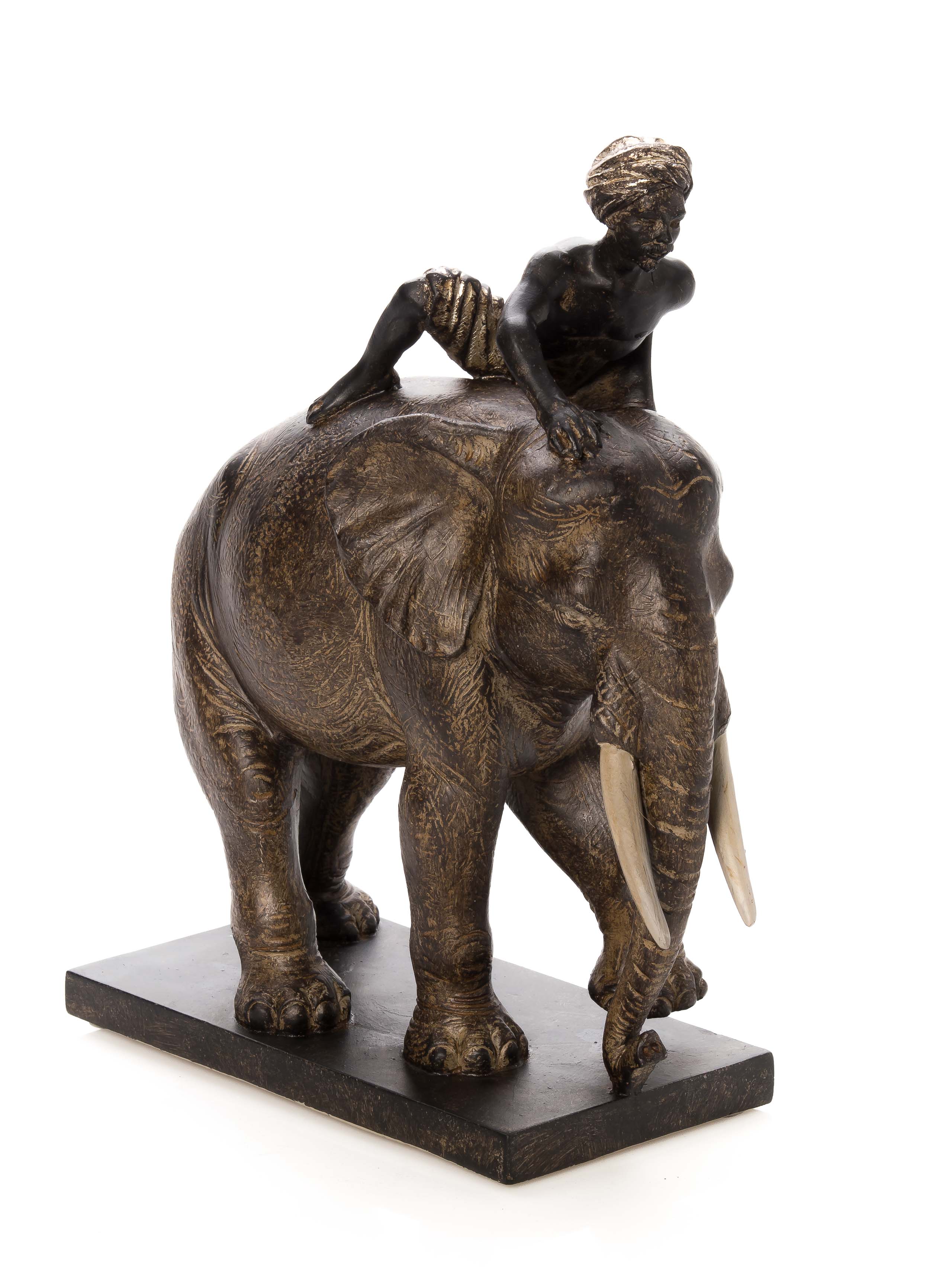 SKULPTUR ELEFANT MIT REITER ANTIK STIL FIGUR INDIEN ORIENT AFRIKA