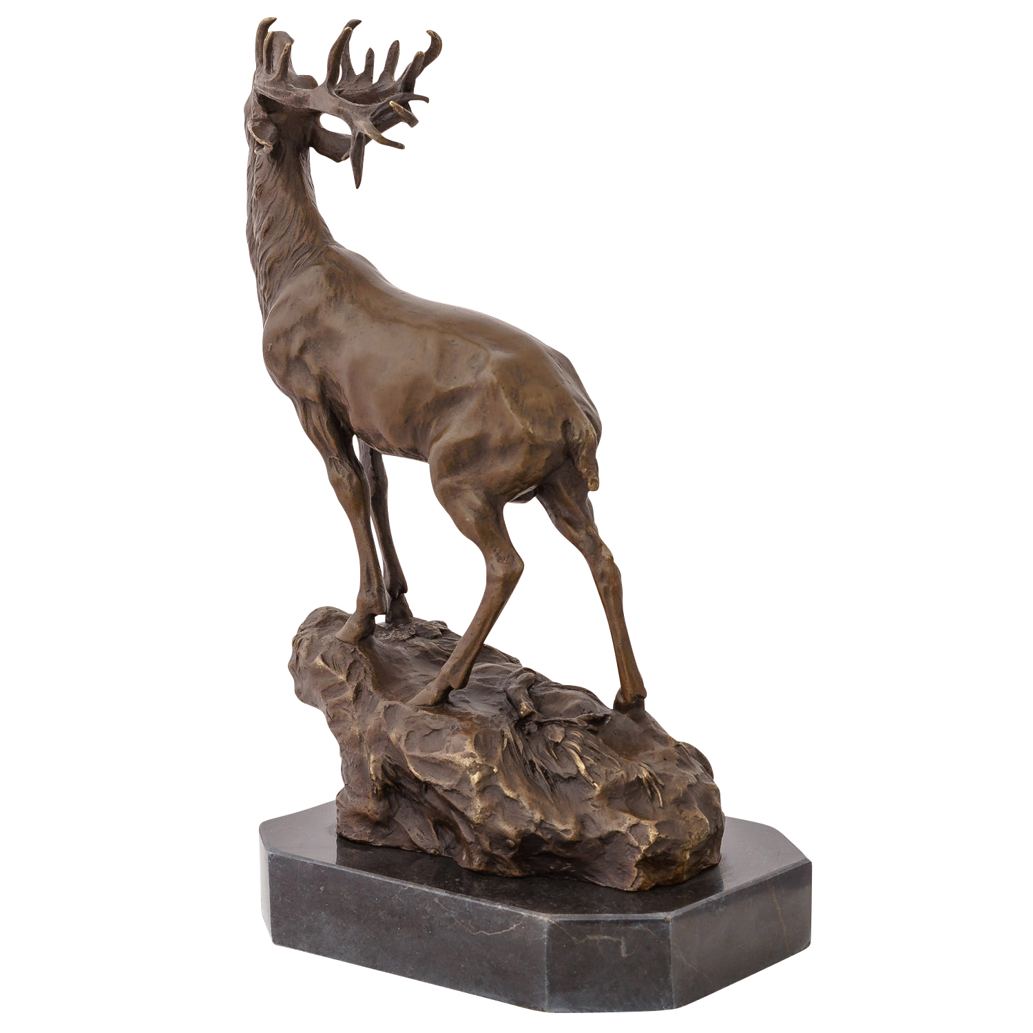 YB-109-6 Bronzeskulptur röhrender Hirsch Felsen im Antik-Stil Bronze Figur Statue