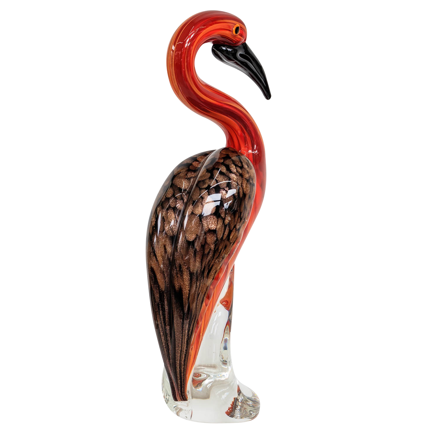 Glasfigur Flamingo Glas im Murano Antik Stil 32cm