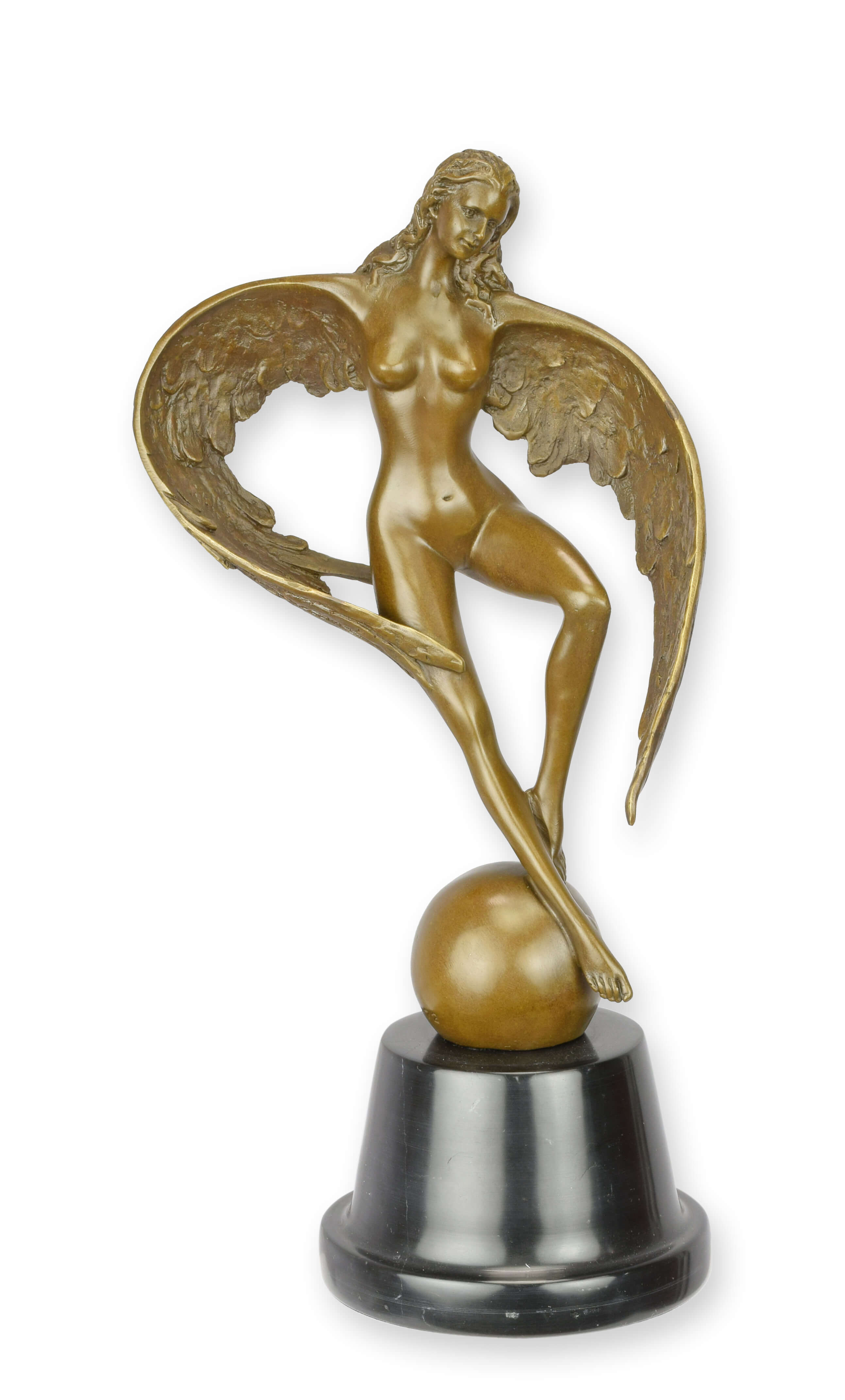 Figurine, Statue, Gold color, Wings, Winged Angel