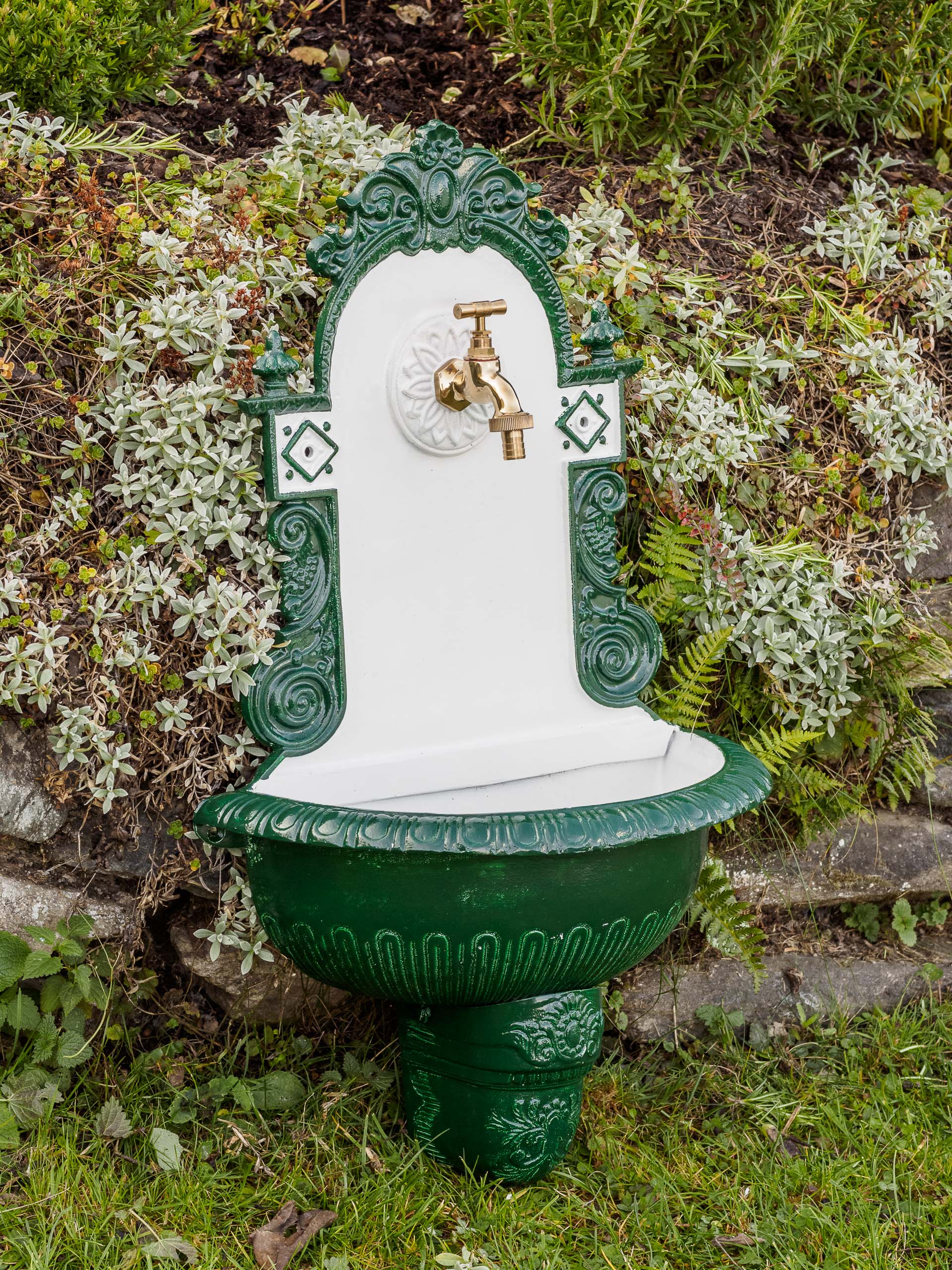 Nostalgie Waschbecken Brunnen Wandbrunnen 71,5cm Alu Garten fountain garden