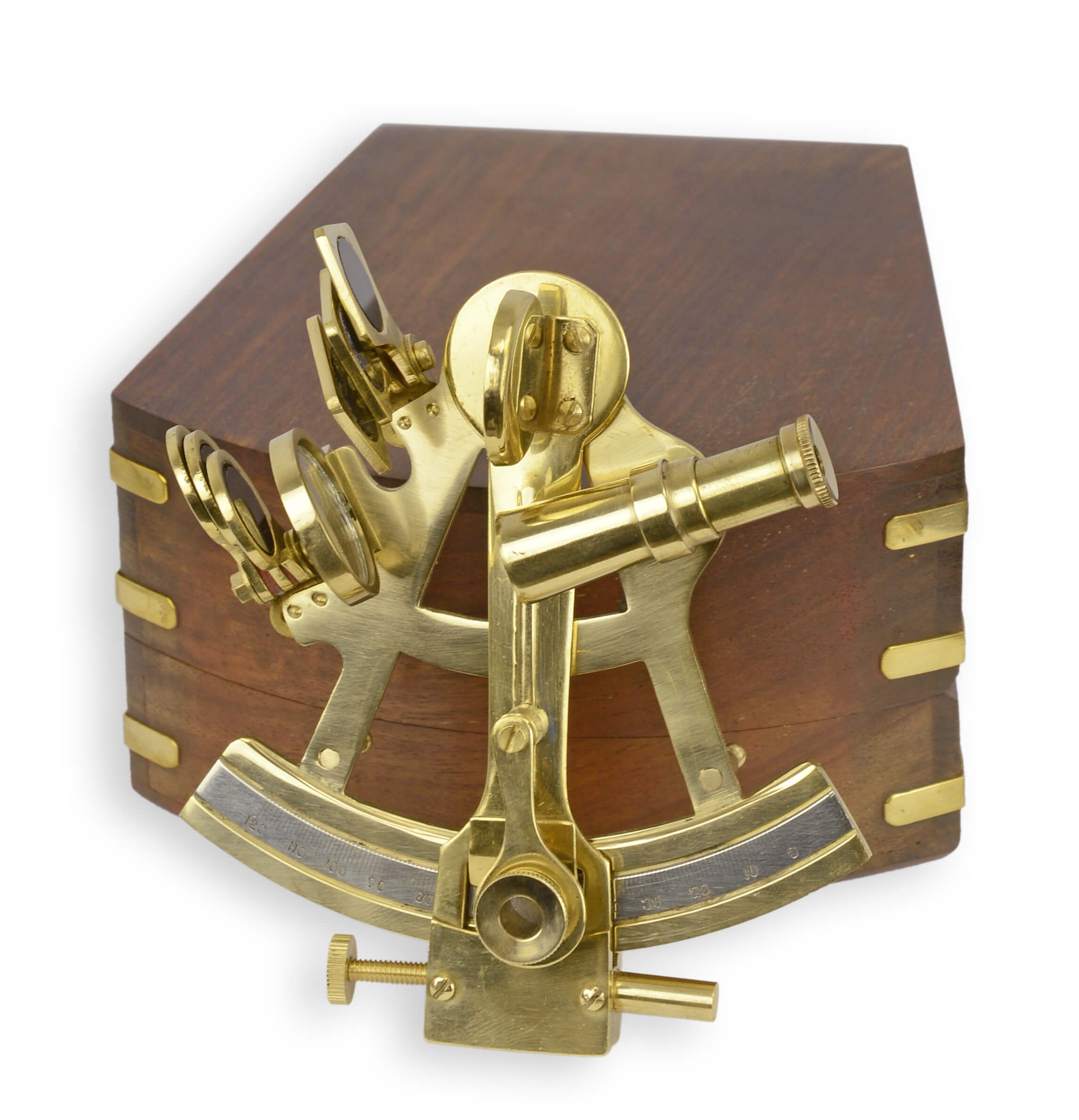 En bras sextant i trälåda replik retro design dekoration