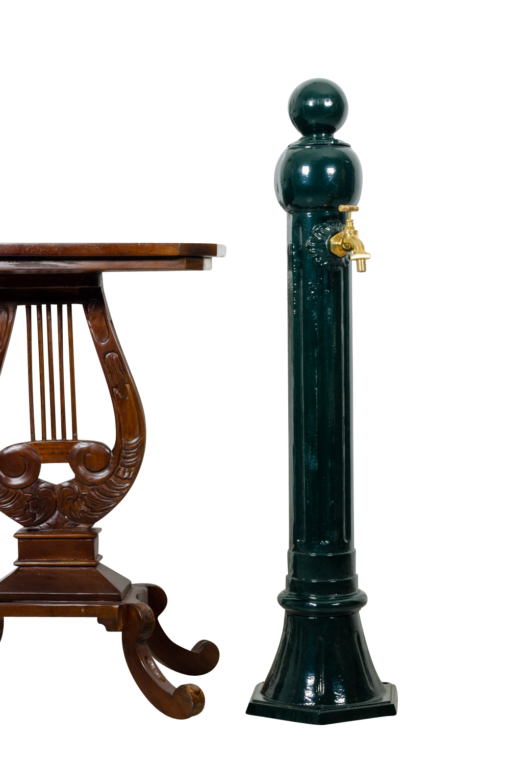 Standbrunnen 97cm Alu grün Brunnen Waschbecken Zapfsäule Antik-Stil