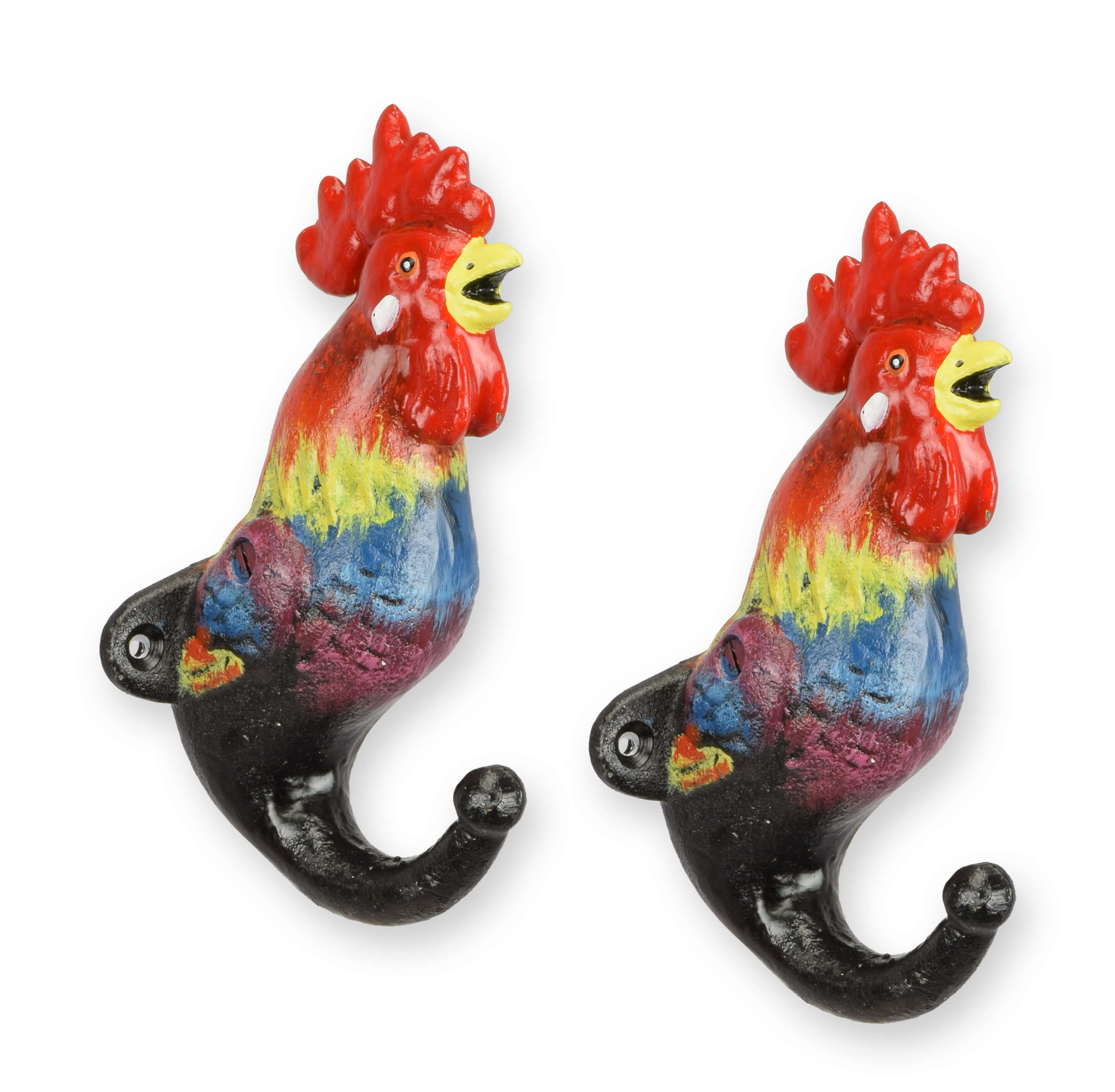 Hahn, Aufhänger, Haken, Metallfigur, mehrfarbig