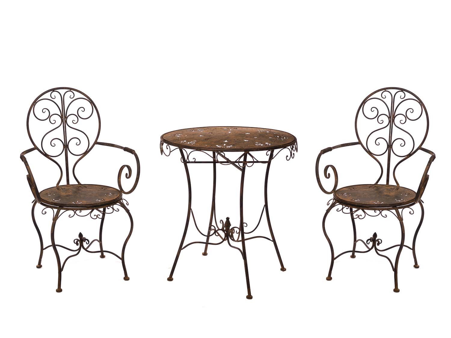 Gartenset Eisen Metall Garnitur Garten Möbel braun Antik-Stil