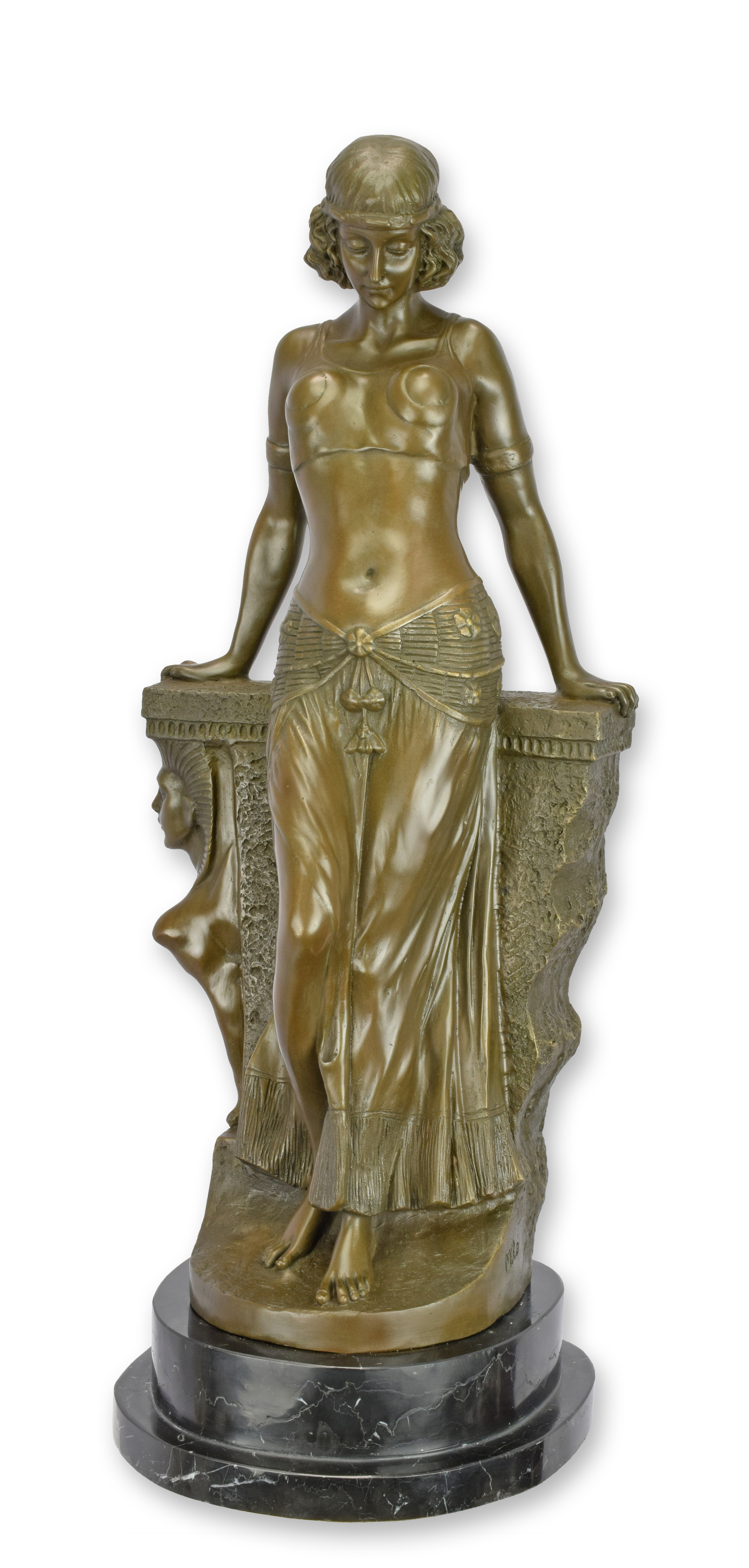 En bronsskulptur av en magdansös replik retro design dekoration