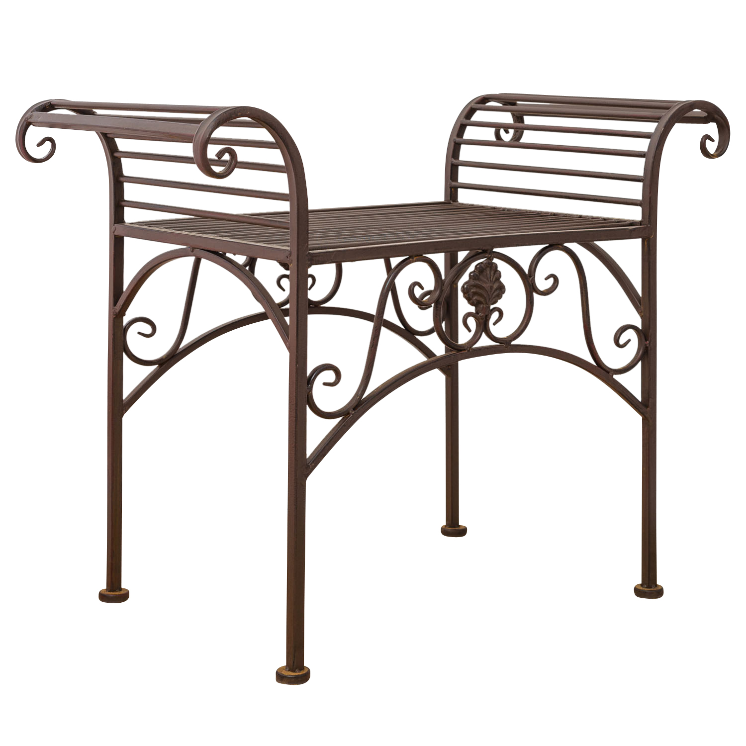 Gartenbank Eisen Metall Antik-Stil Garten Bank Gartenmöbel braun 70cm