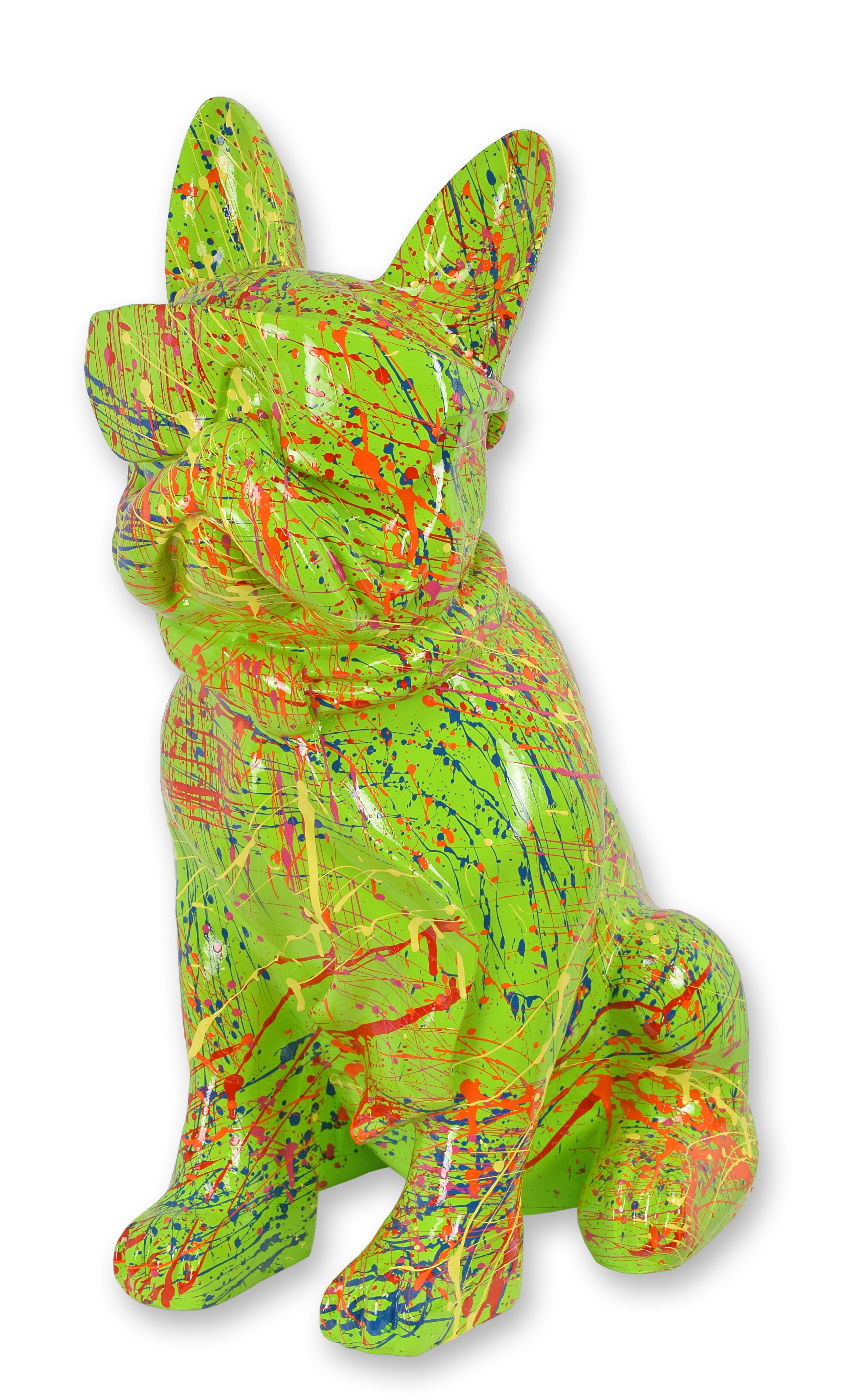 En bulldogg i plast med solglasögon och slips – grön färg replik retro design dekoration