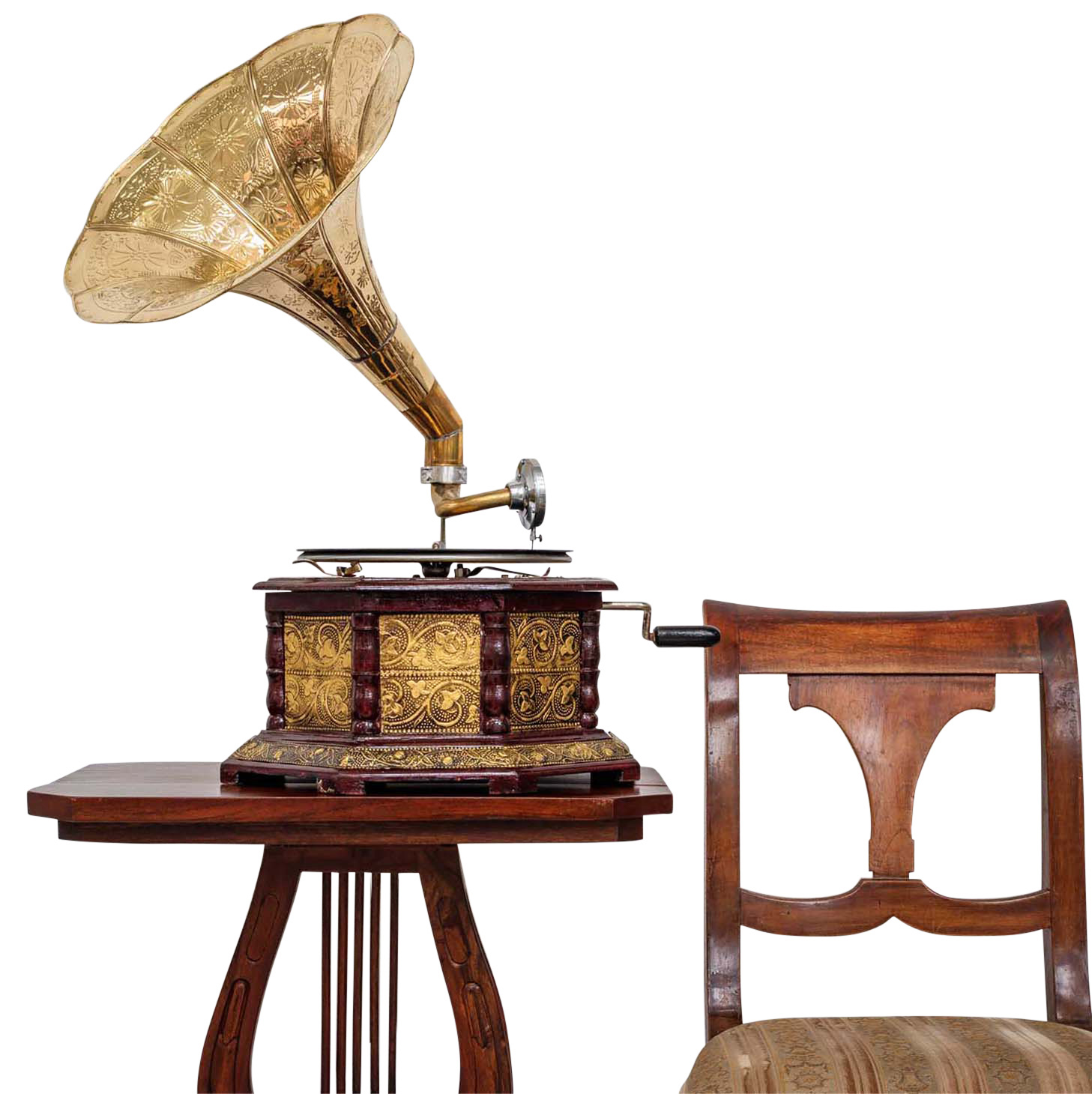 Nostalgie Grammophon Dekoration mit Trichter Grammofon Antik-Stil (i2)