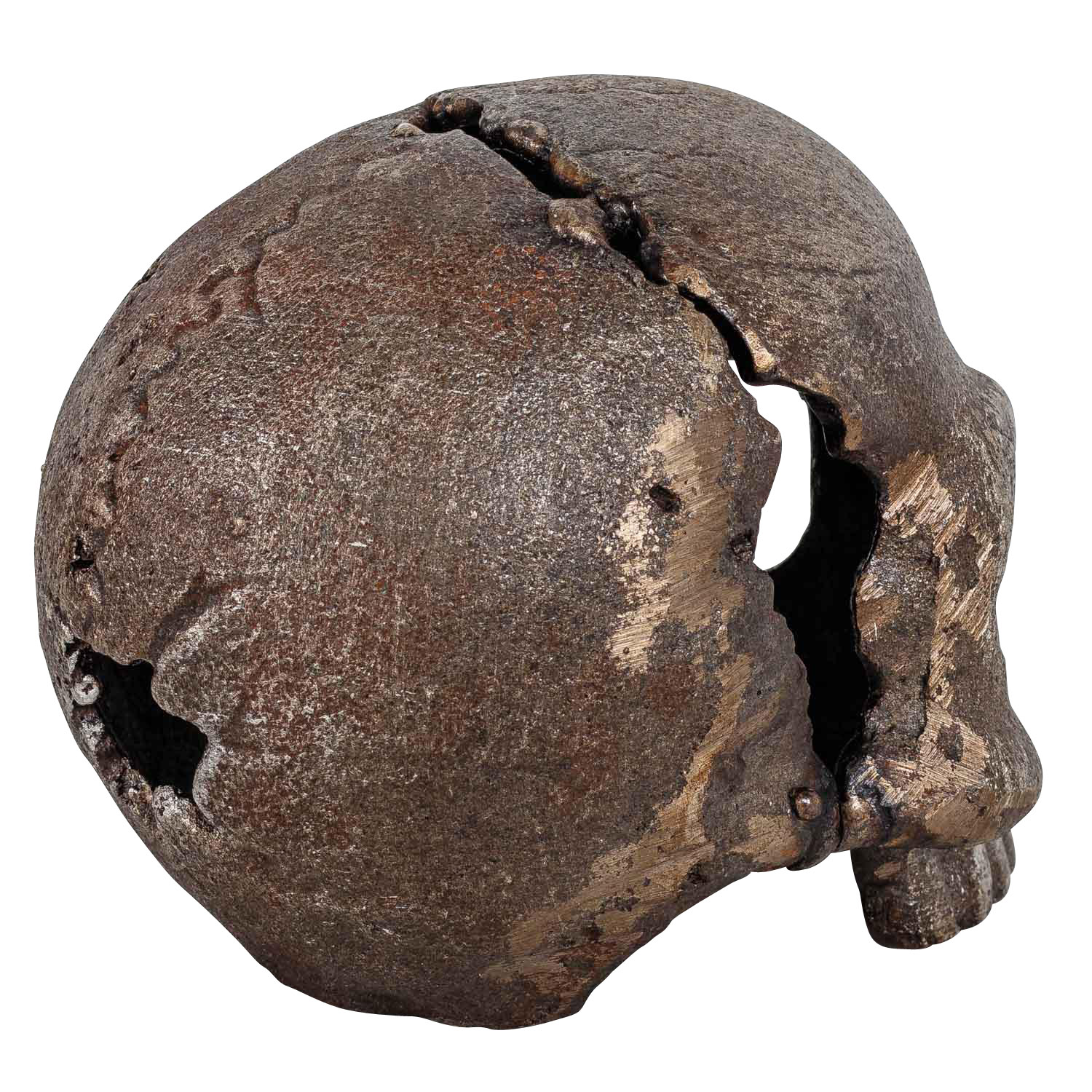 Teelichthalter Totenkopf Kerzenständer Figur Skulptur Eisen Antik-Stil 14cm