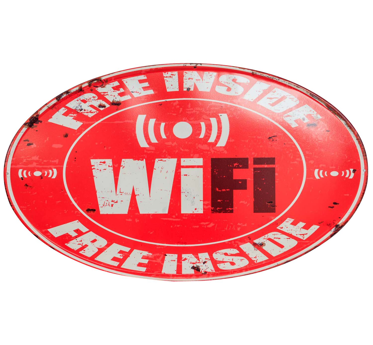 Blechschild Free Wifi Inside WLAN Internet Schild 56cm Wandschild Antik-Stil