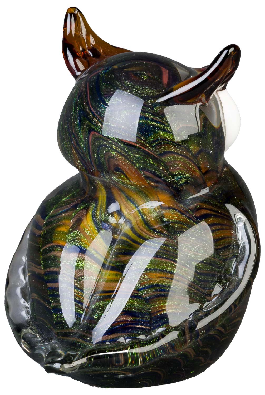Glasfigur Figur Skulptur Eule Glas Glasskulptur im Murano Antik-Stil - 15cm