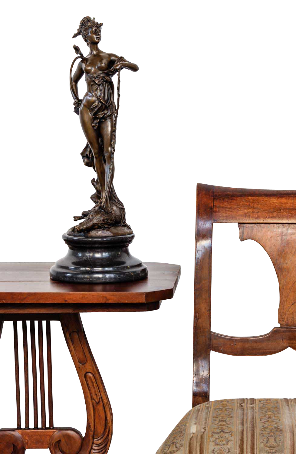 Bronzeskulptur Diana Jagd Bogen Wildschwein Antik-Stil Bronze Figur Statue 50cm